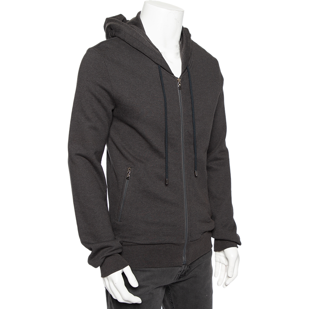 

D&G Grey Cotton Zip Front Hooded Jacket