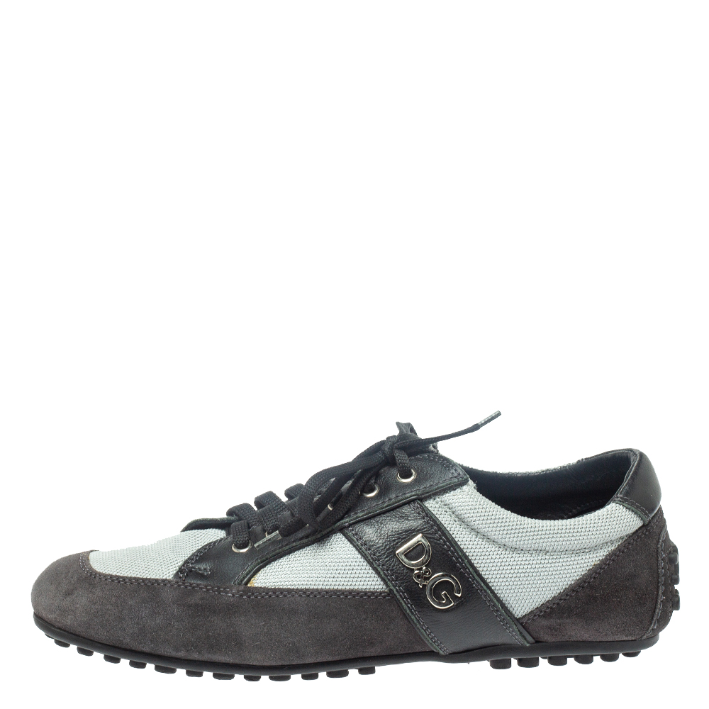 

D&G Black/Grey Suede, Mesh and Leather Low Top Sneakers Size