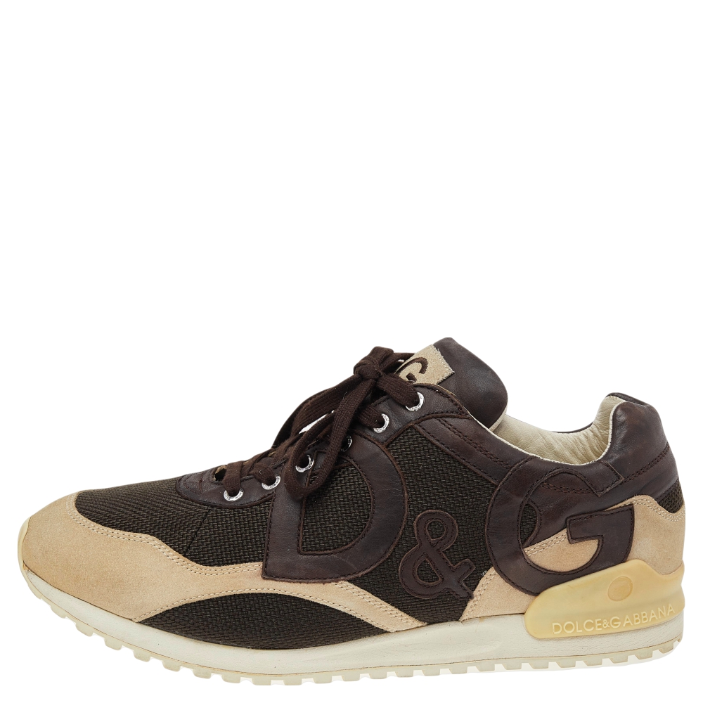 

Dolce & Gabbana Brown/Beige Mesh And Suede Sneakers Size