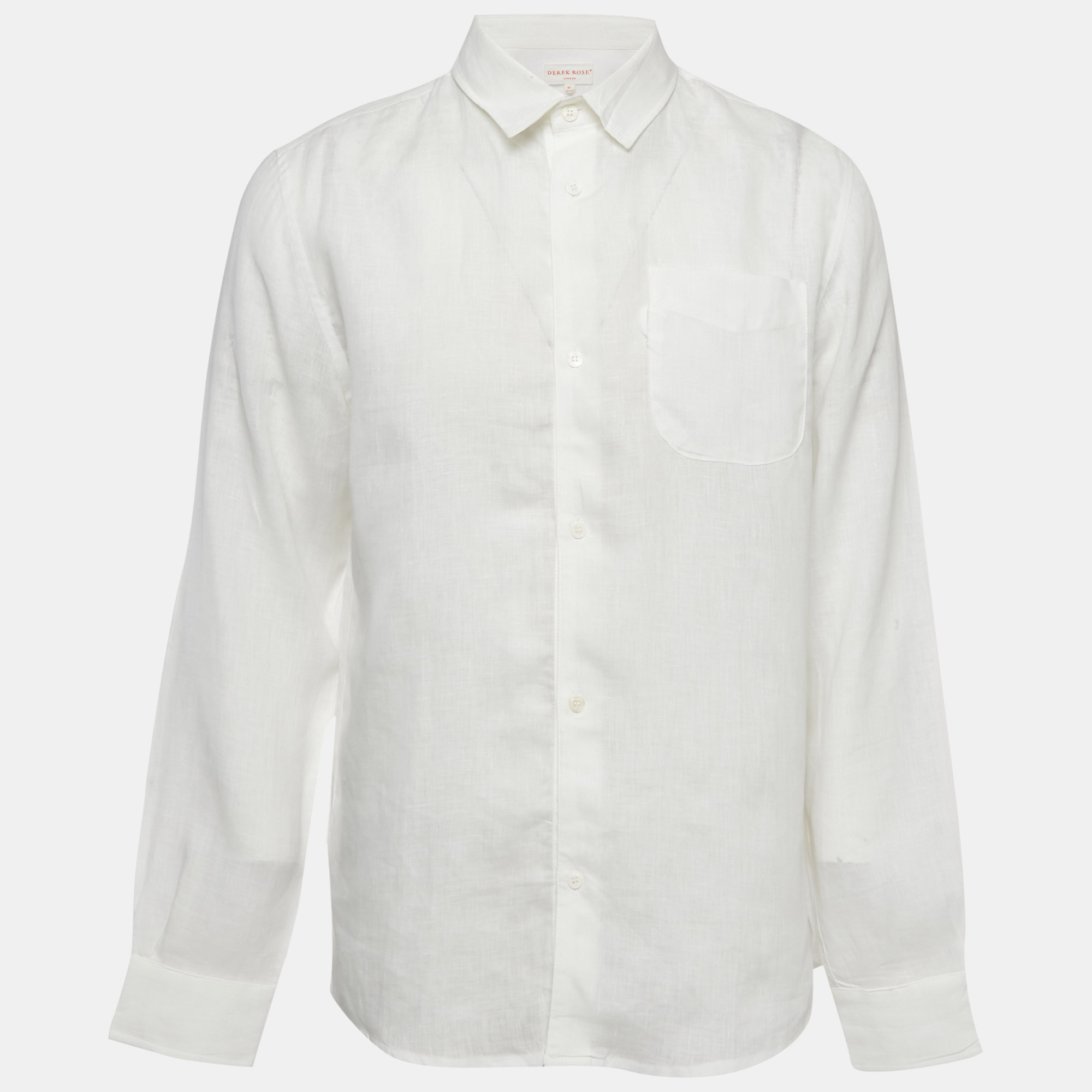

Derek Rose White Linen Button Front Shirt M