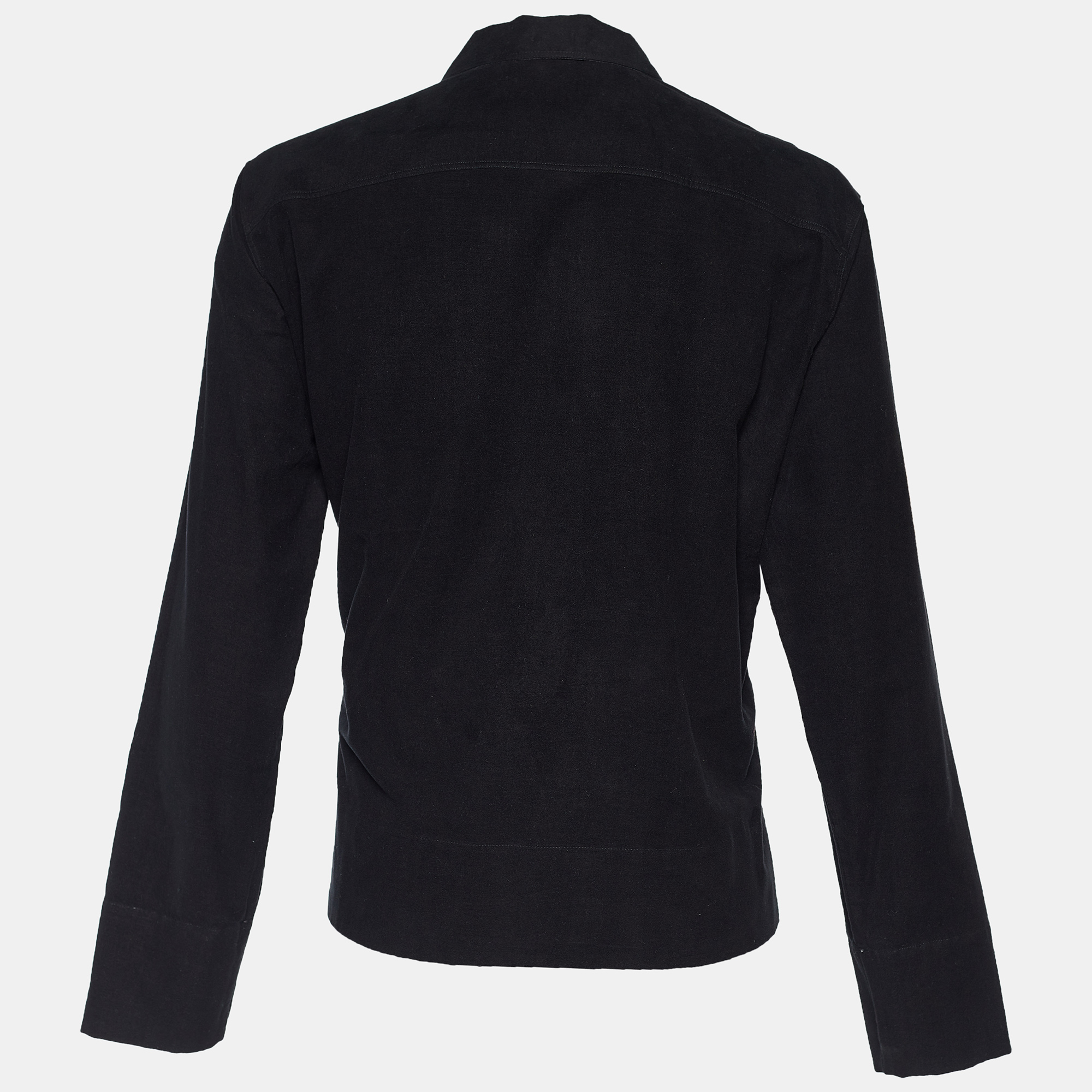 

D&G Black Cotton Velvet Zip Front Shirt
