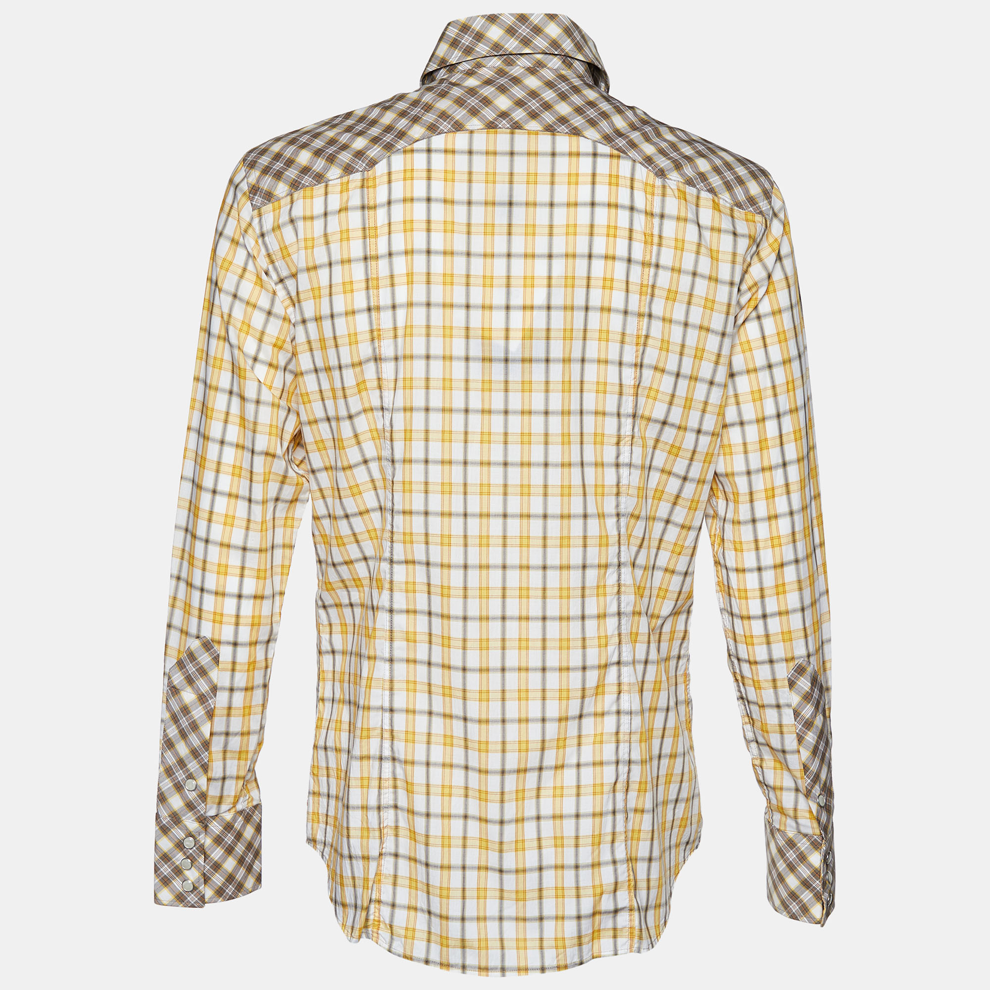 

D&G Yellow Checkered Cotton Button Front Shirt
