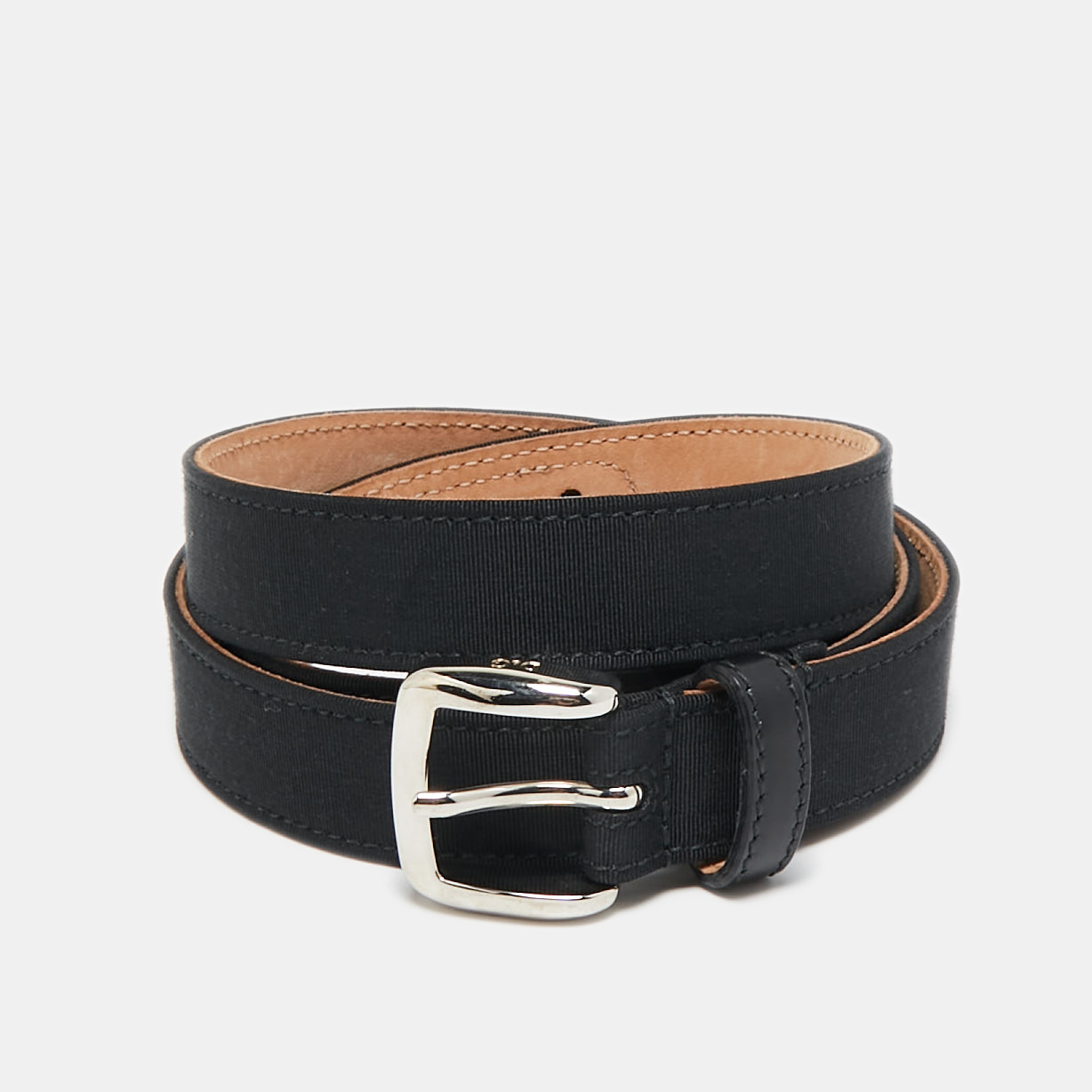 

D&G Black Grosgrain and Leather Buckle Belt