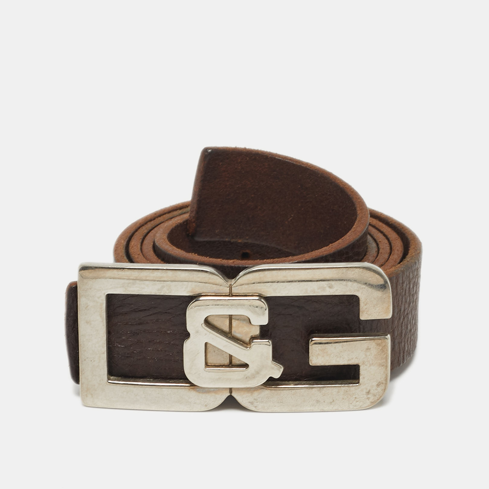 

D&G Logo  Buckle Belt Brown Leather