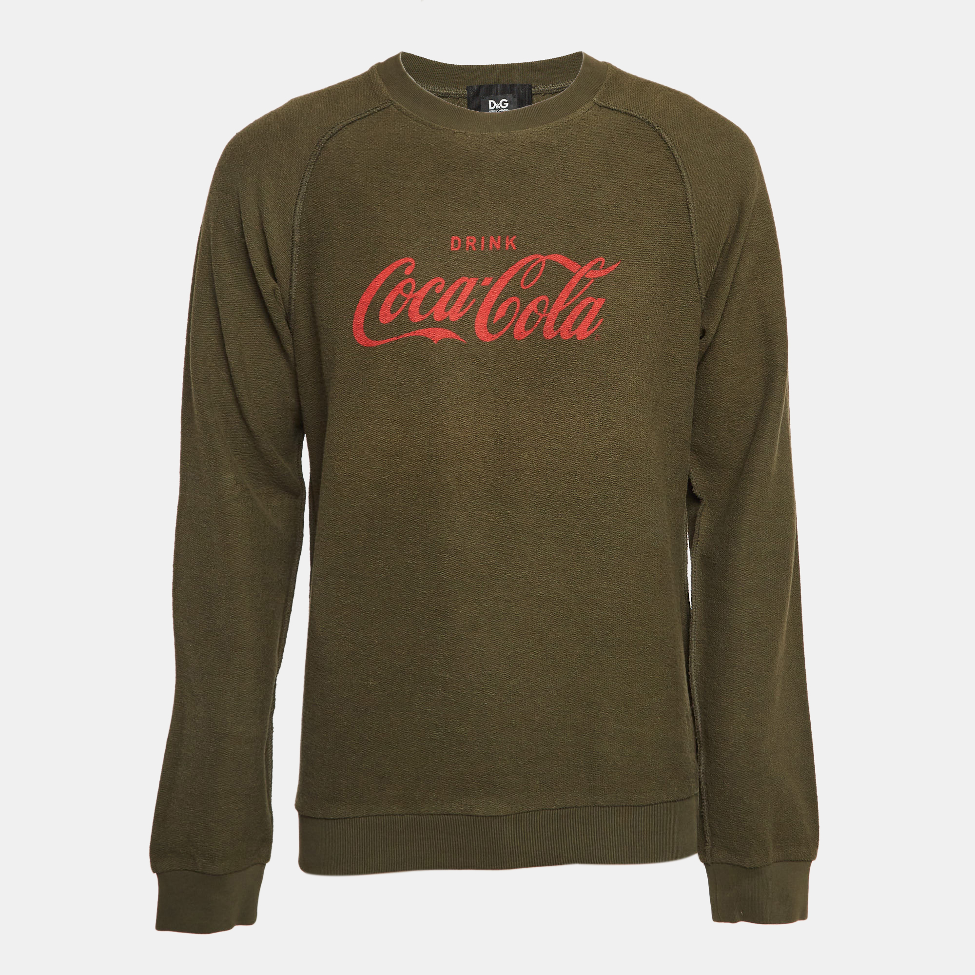 Pre-owned D & G Green Coco Cola Print Cotton Sweatshirt M