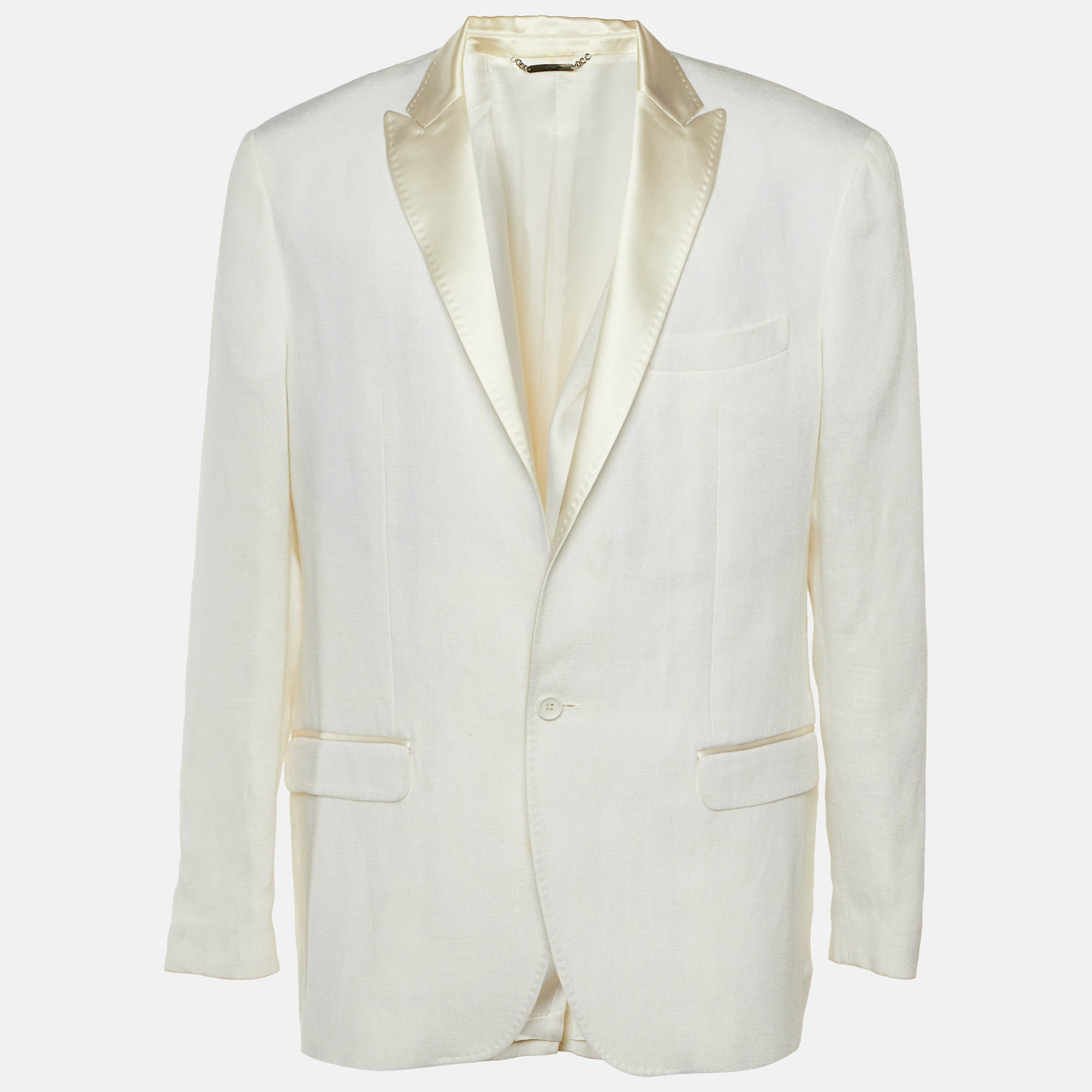 

D&G White Linen Blend One Buttoned Blazer 3XL