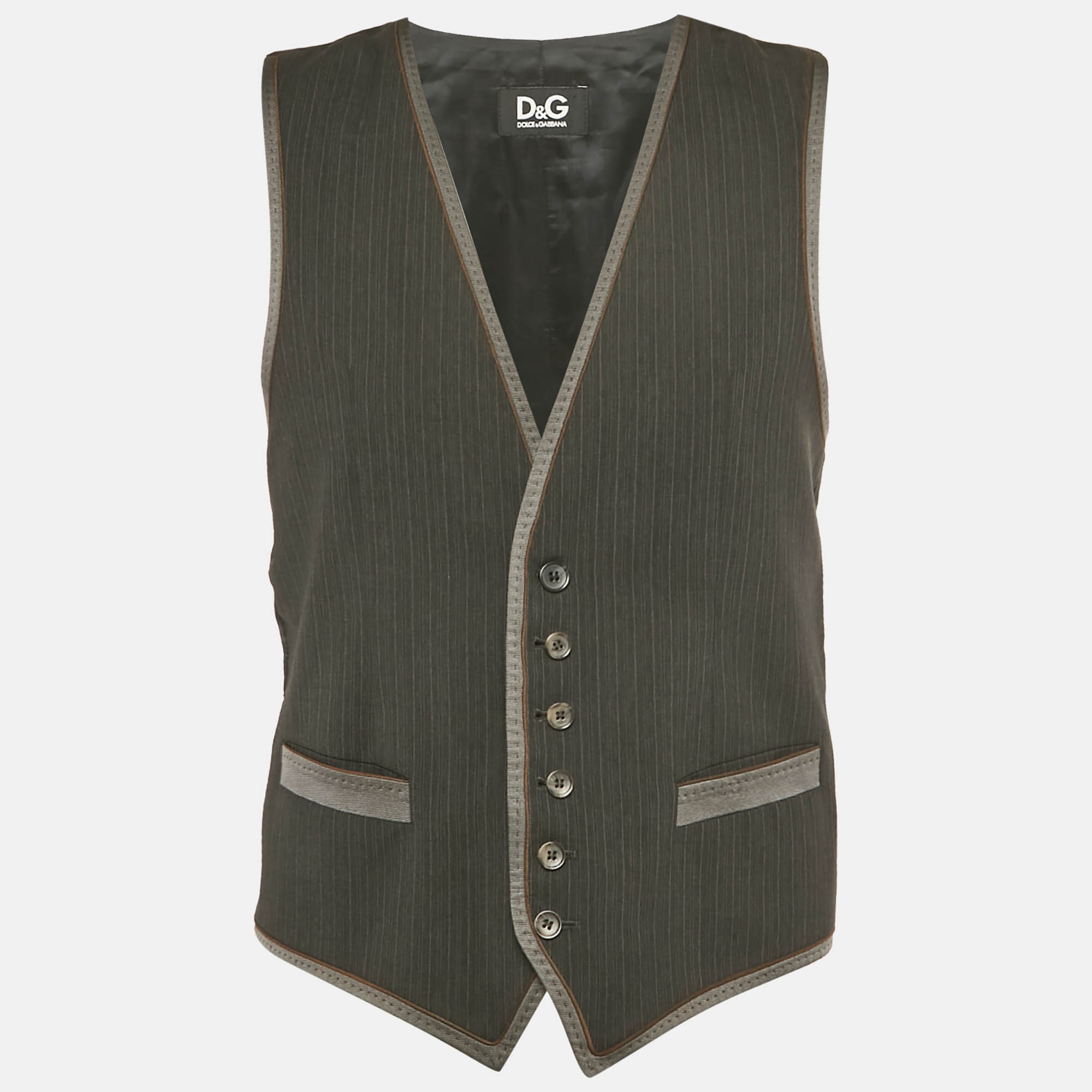 

D&G Grey/Black Striped Rayon Blend Waistcoat M