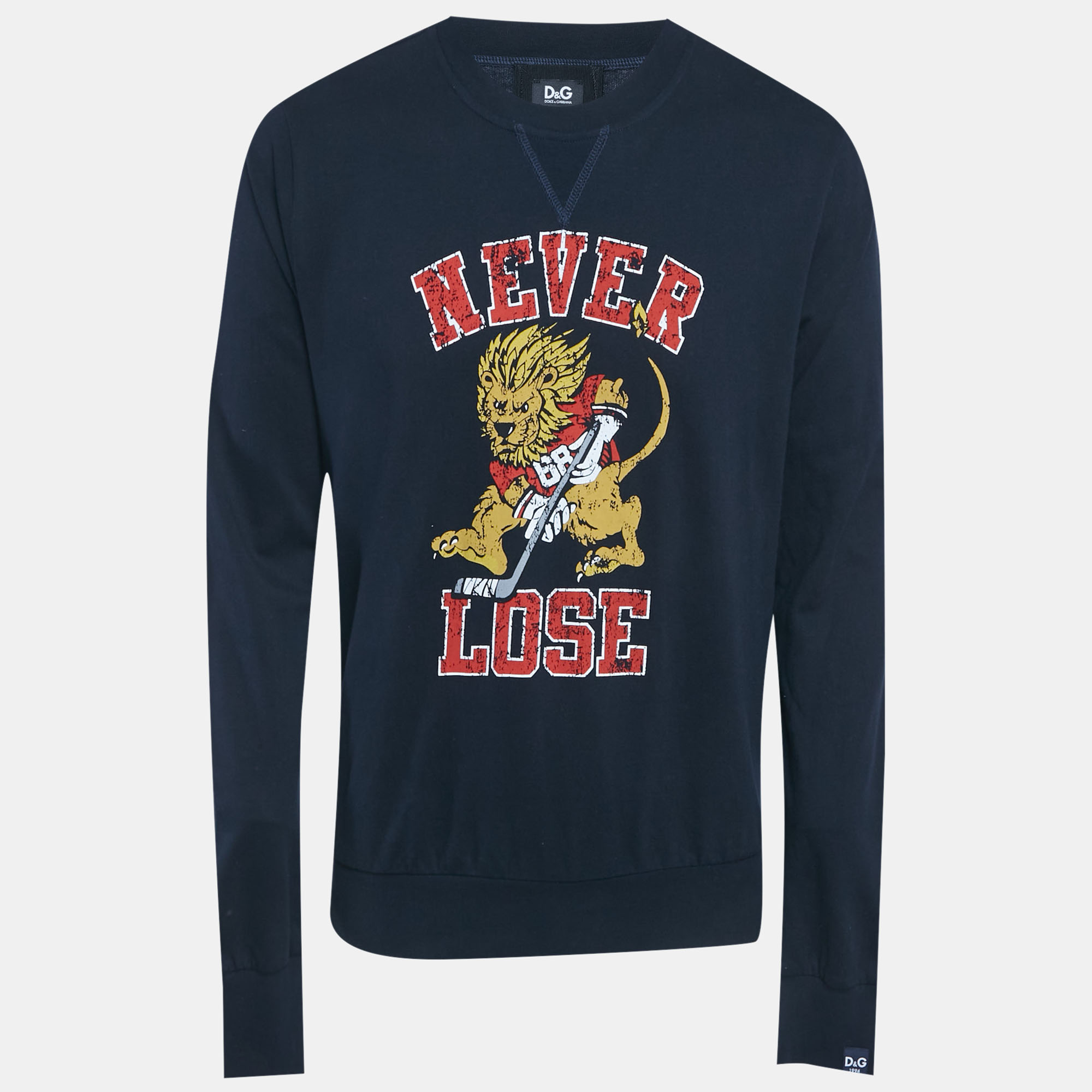 

D&G Navy Blue Printed French Terry Pullover L