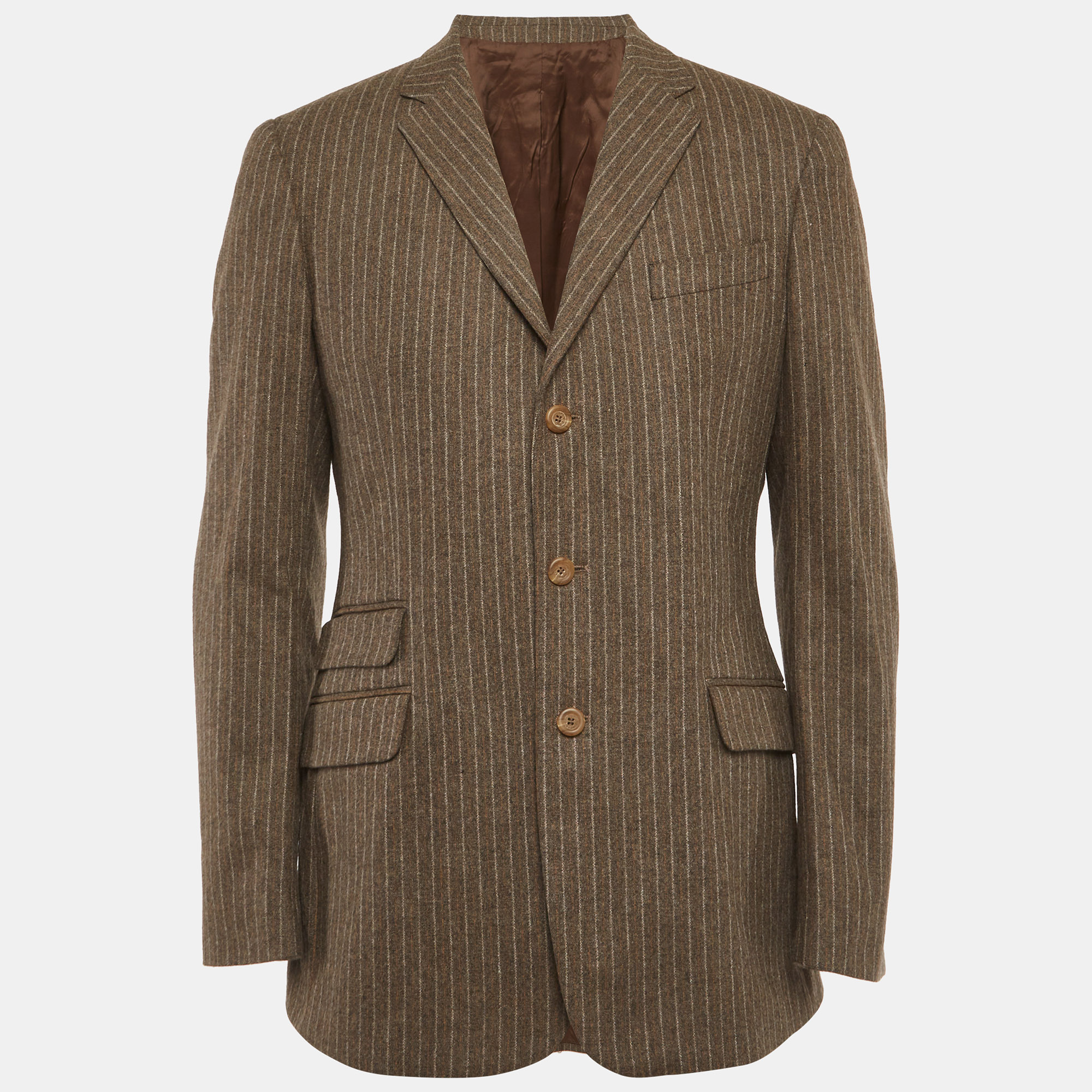 

D&G Brown Striped Wool Single Breasted Blazer L