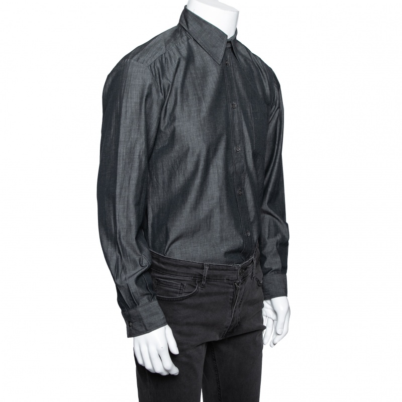 

D&G Vintage Charcoal Grey Cotton Button Front Shirt