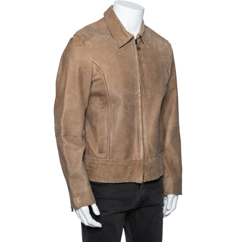 

D&G Vintage Light Brown Leather Zip Front Jacket