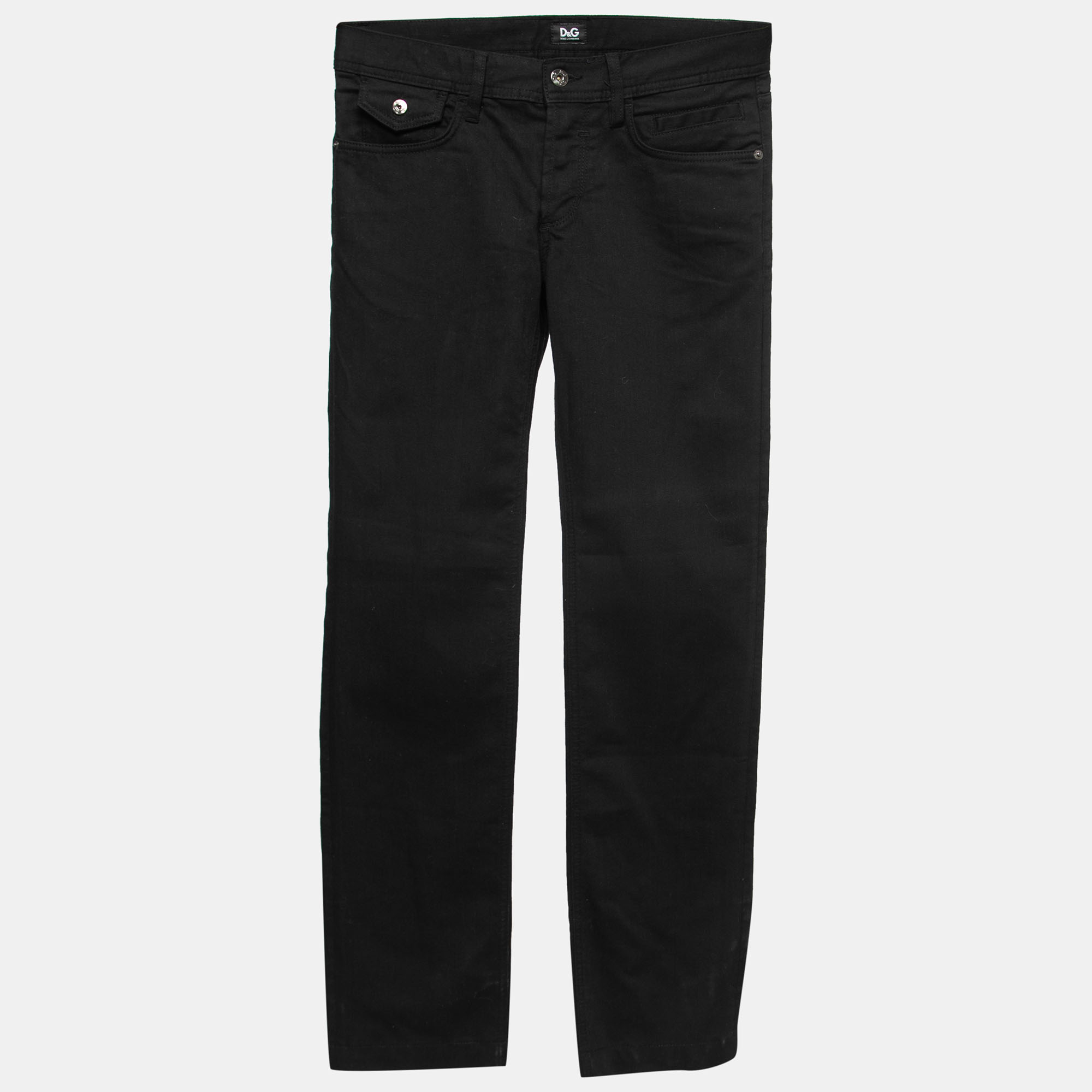 Pre-owned D & G Black Denim Straight Fit Power Jeans S
