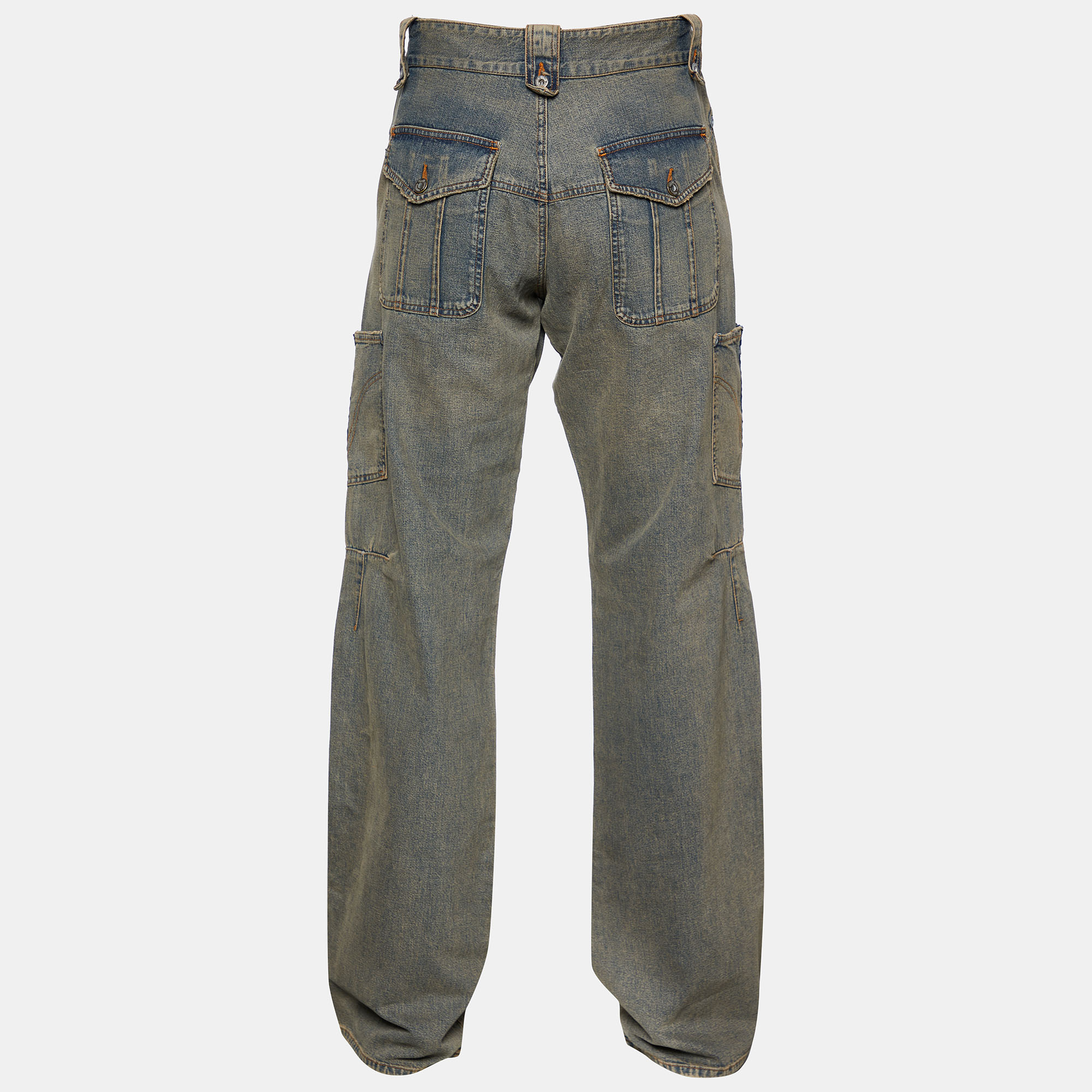 

D&G Grey Denim Distressed Straight Leg Jeans