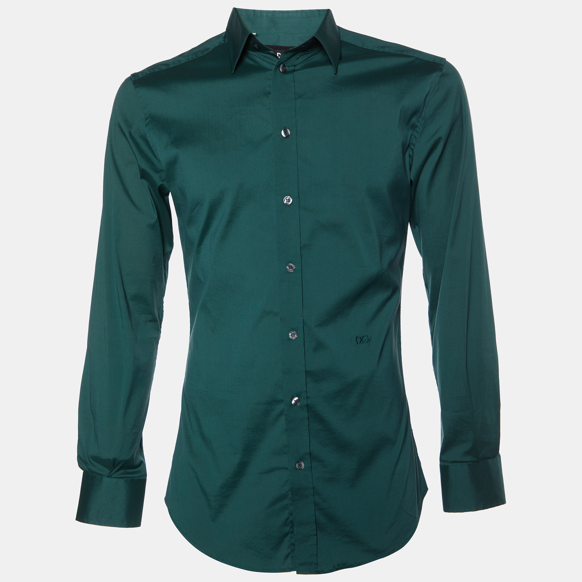 Pre-owned D & G Green Cotton Button Front Brad Fit Shirt M