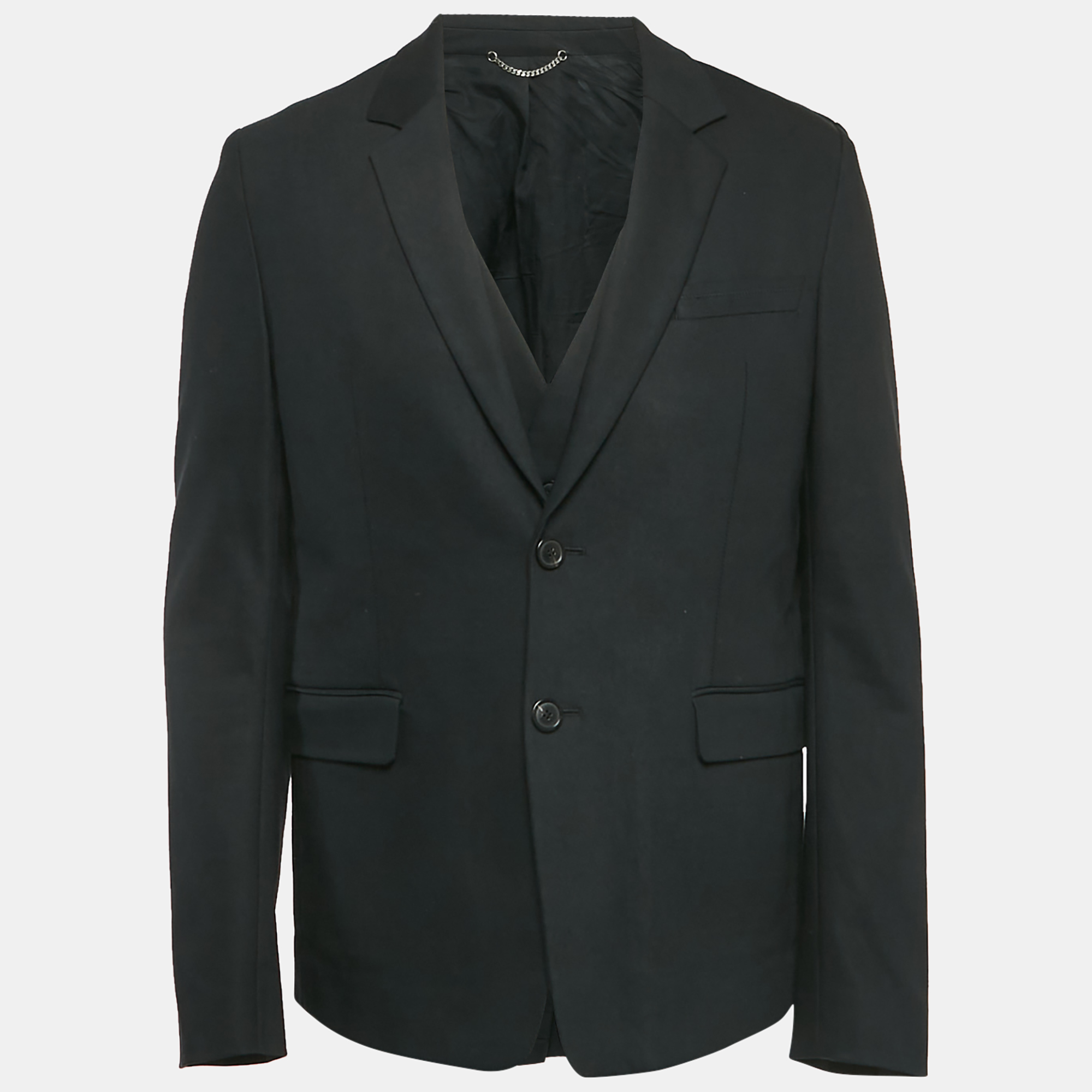 

Diesel Black Gold Black Gabardine Vest Detail Blazer XL