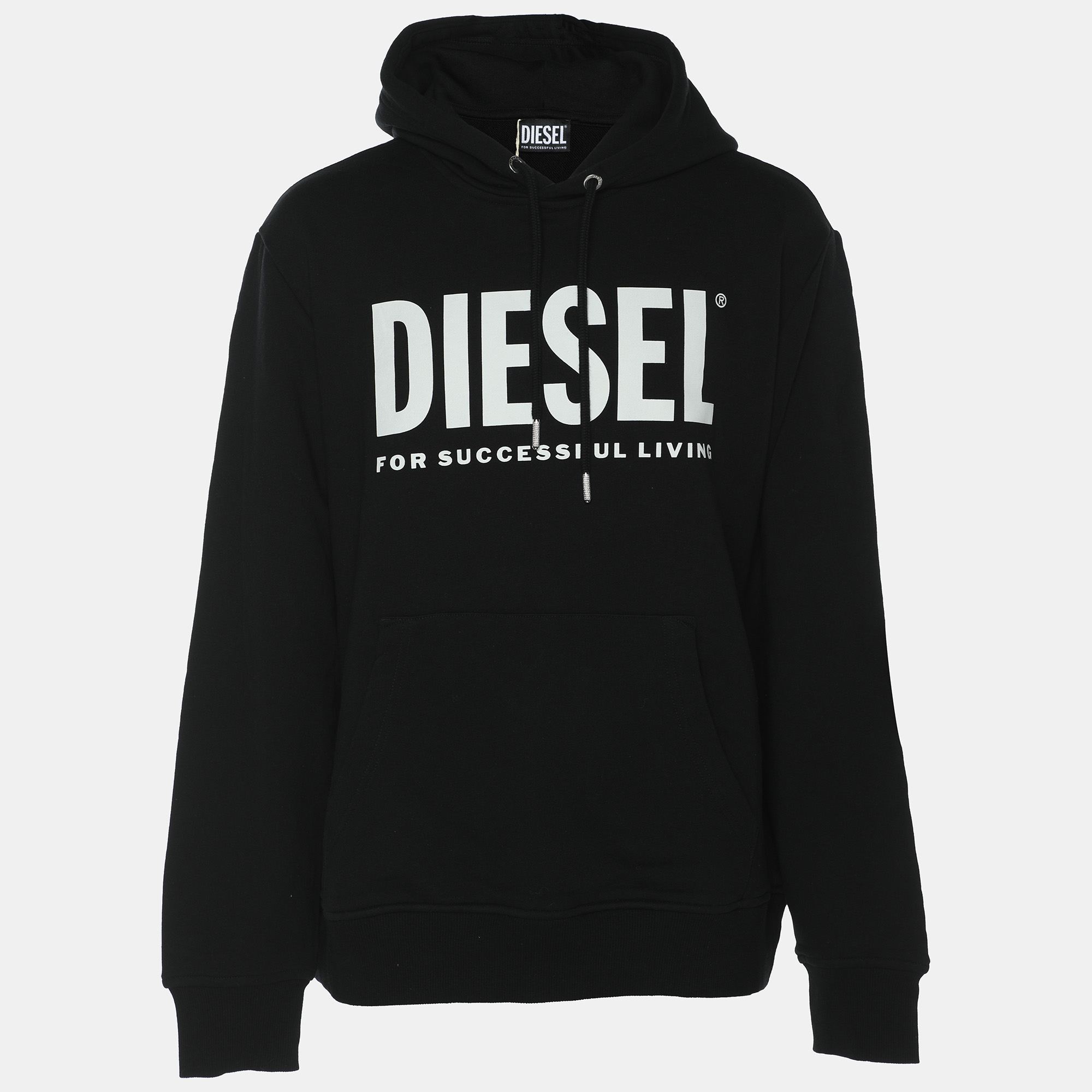 

Diesel Black Jersey Logo Print Hooded Sweatshirt XL