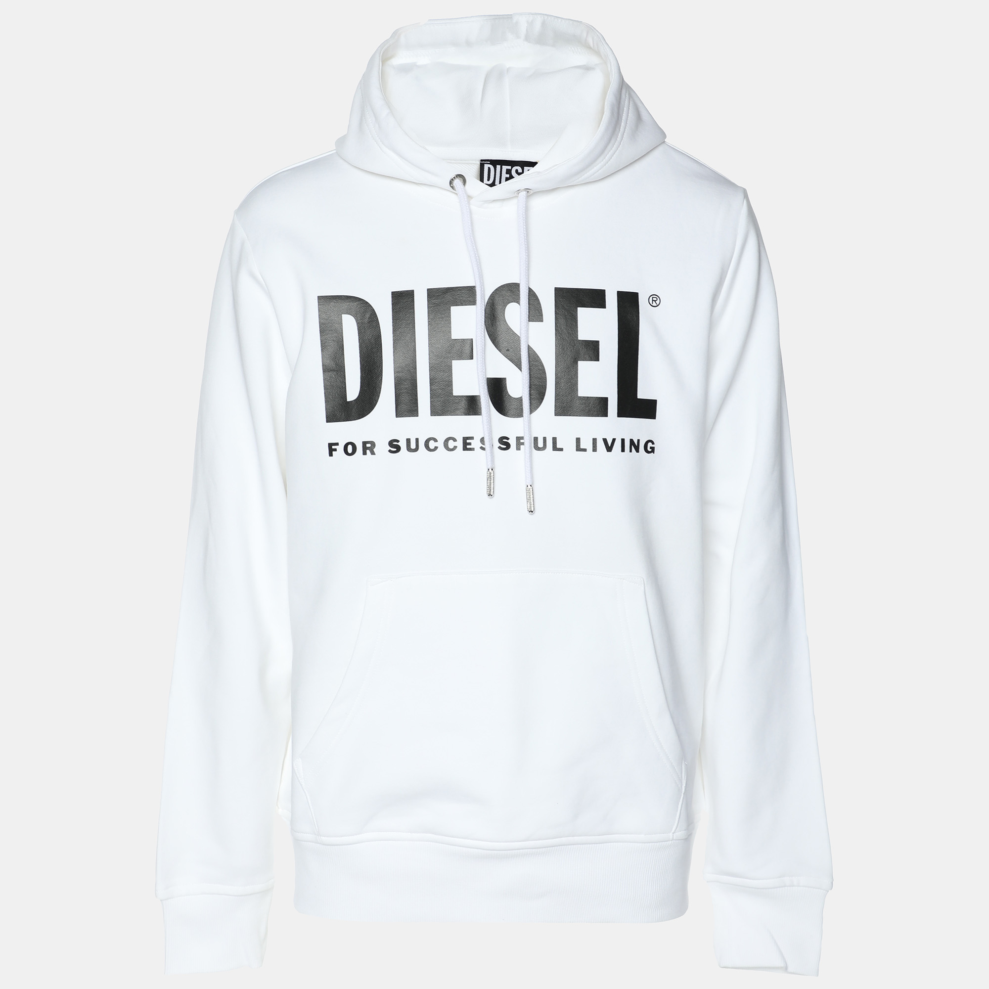 

Diesel White Cotton Logo Print Hoodie M