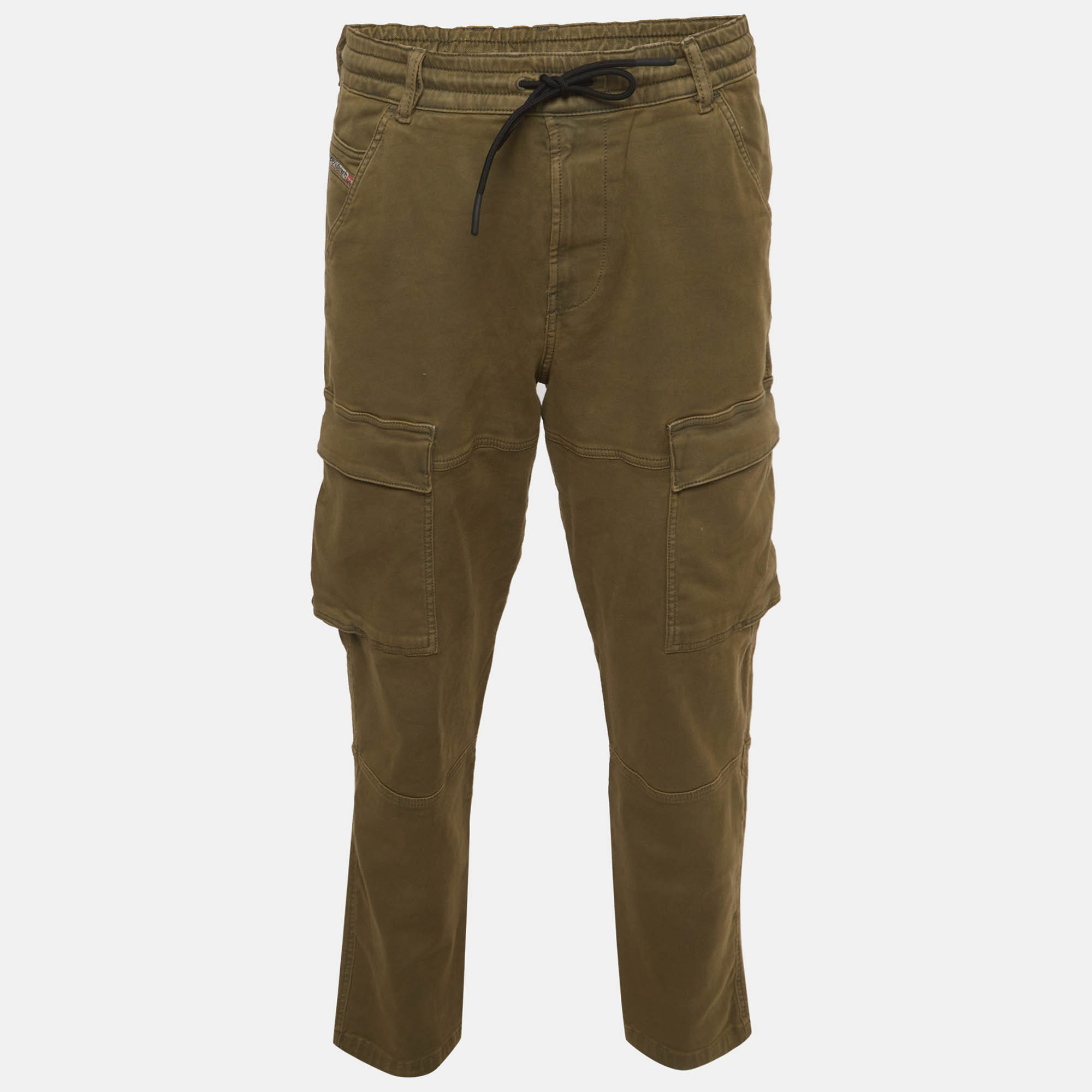 

Diesel Green Cotton Cargo Straight Leg Trousers L