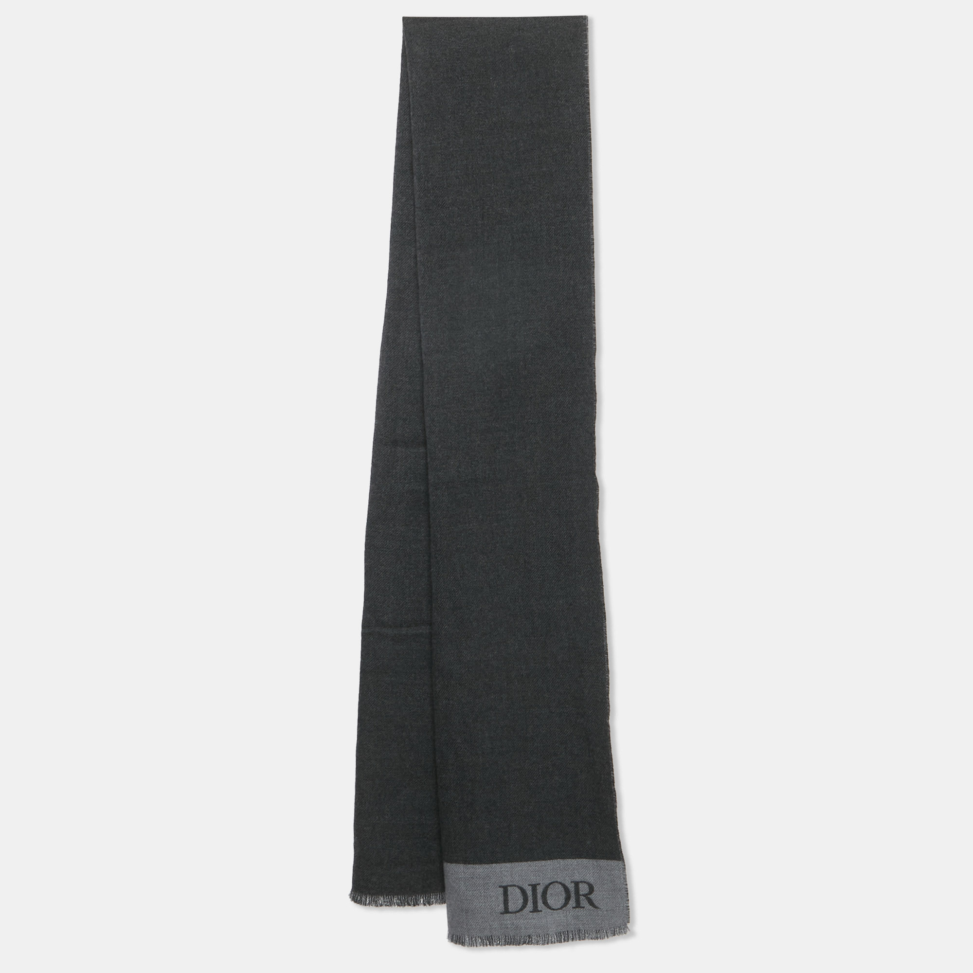 Pre-owned Dior Grey Wool Echarpe Scarf In Gray