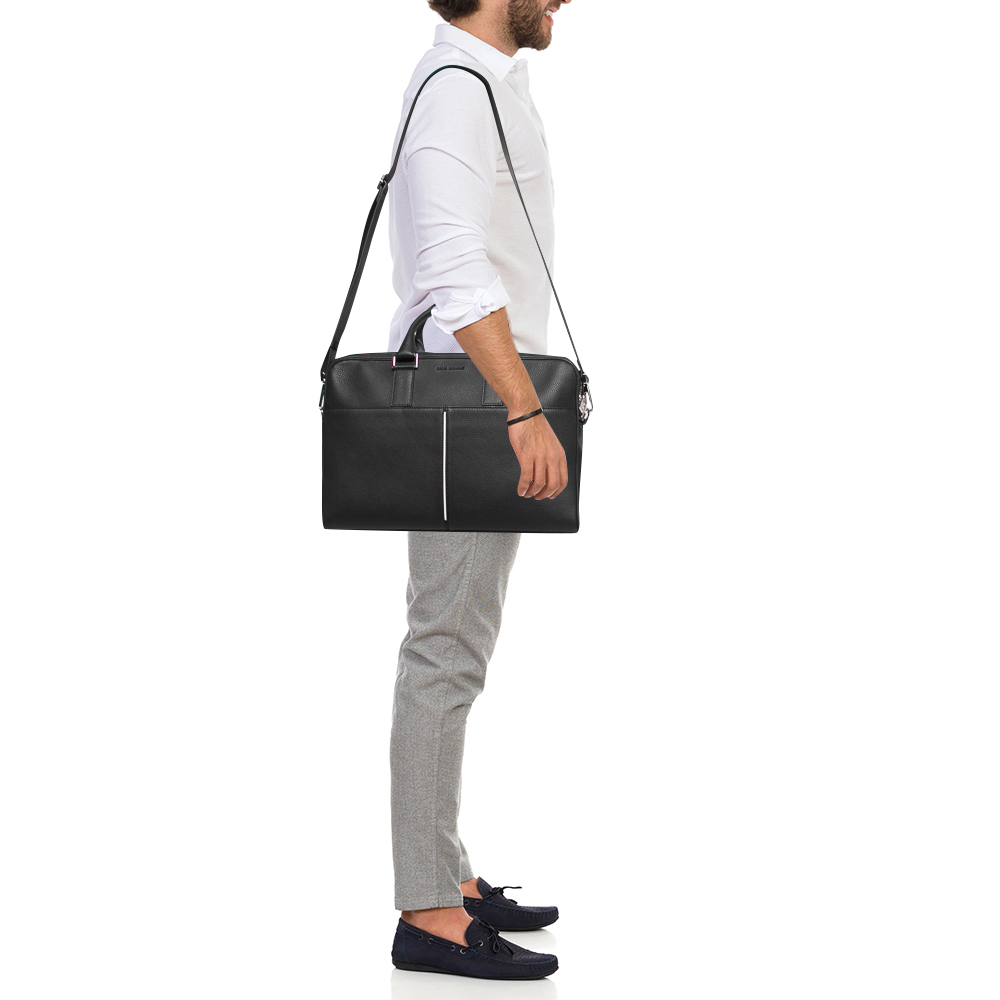 

Dior Homme Black Leather Zip Briefcase Bag