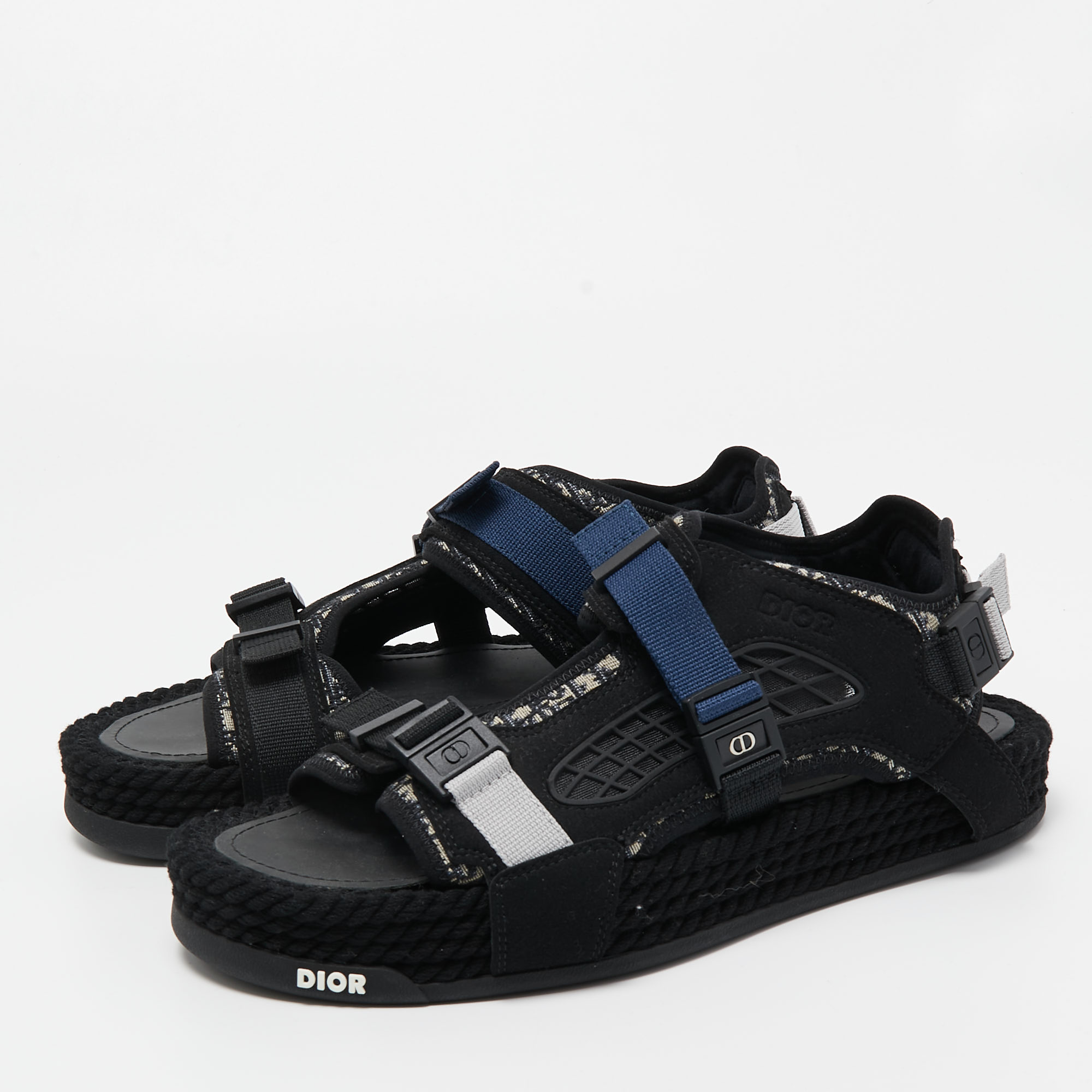 

Dior Black/Grey Suede and Canvas Homme Dior Atlas Sandals Size