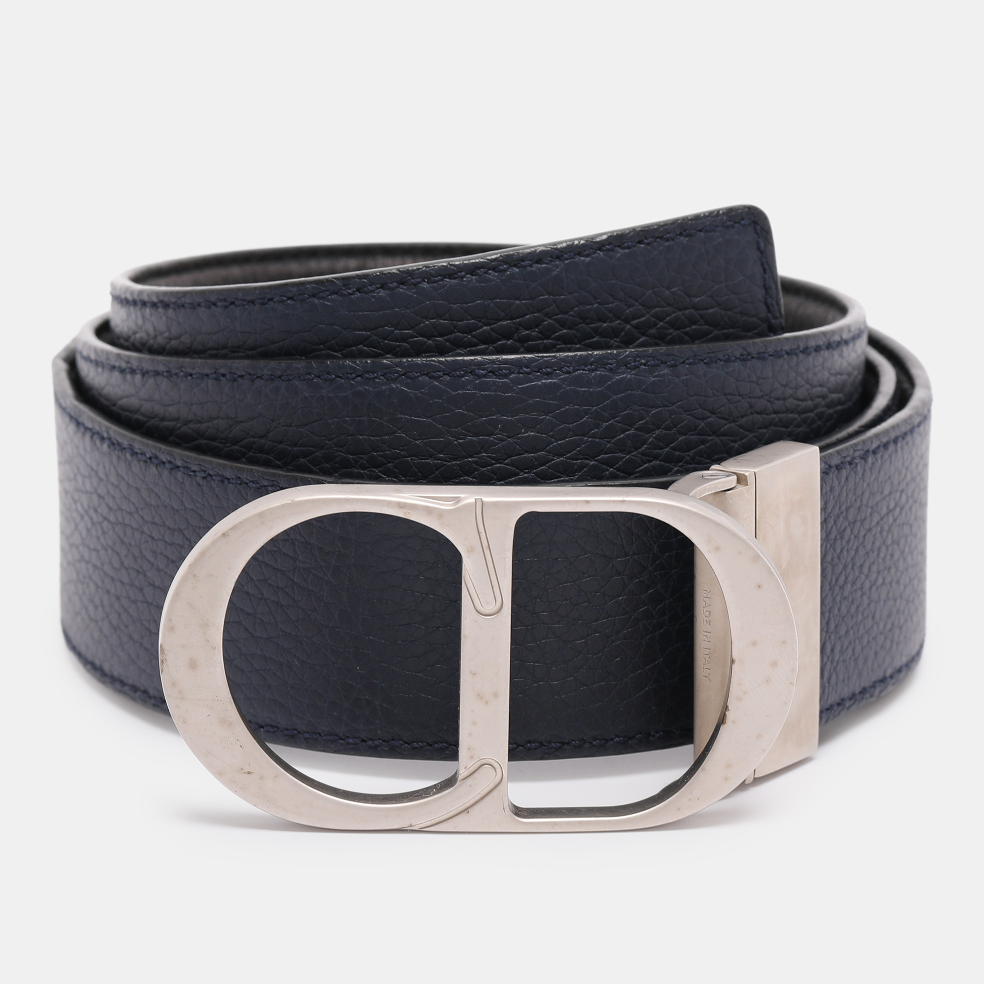 

Dior Homme Black/Black Leather CD Logo Slim Reversible Belt