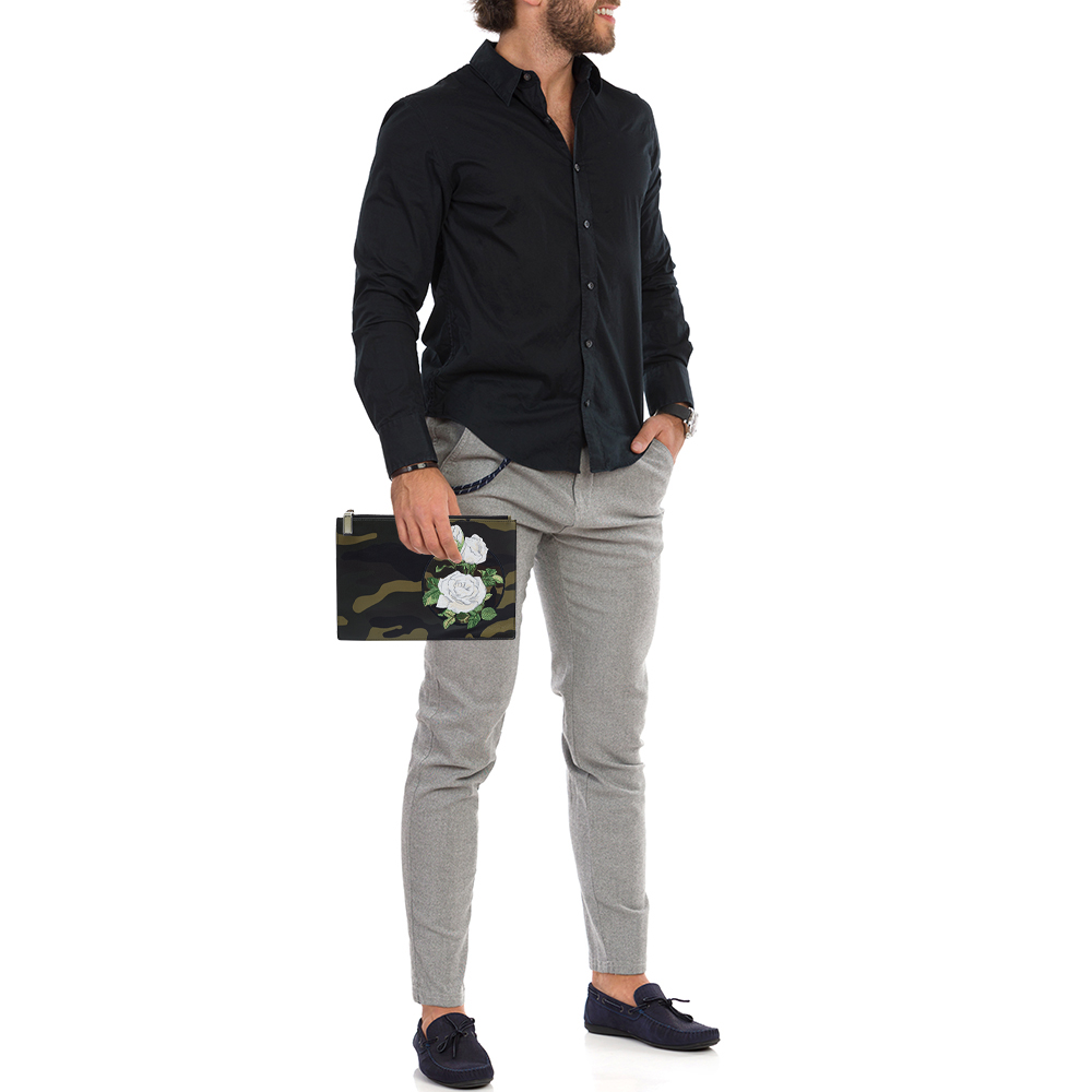 

Dior Homme Green Camouflage Leather Zip Pouch