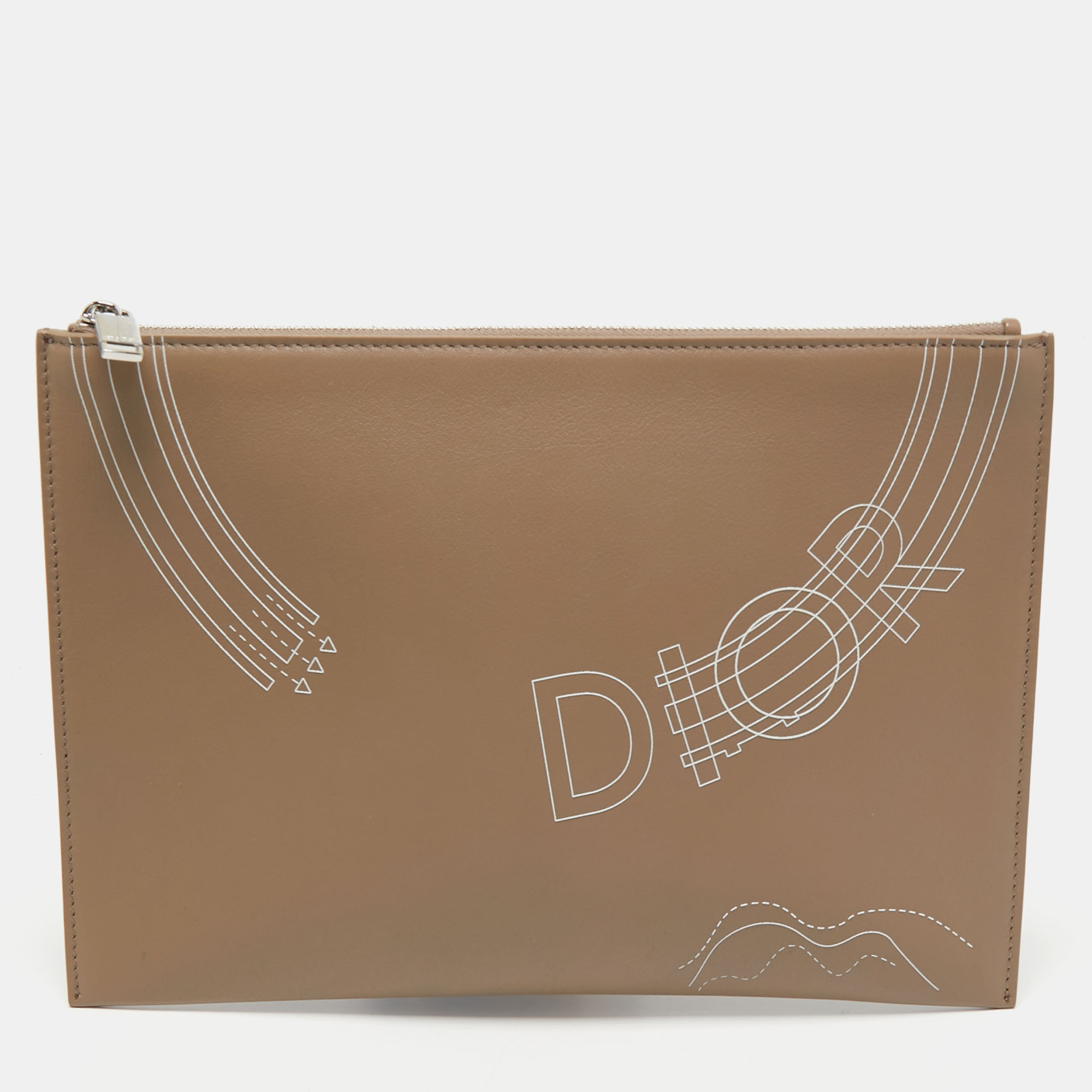 Pre-owned Dior Beige Leather Zip Pouch