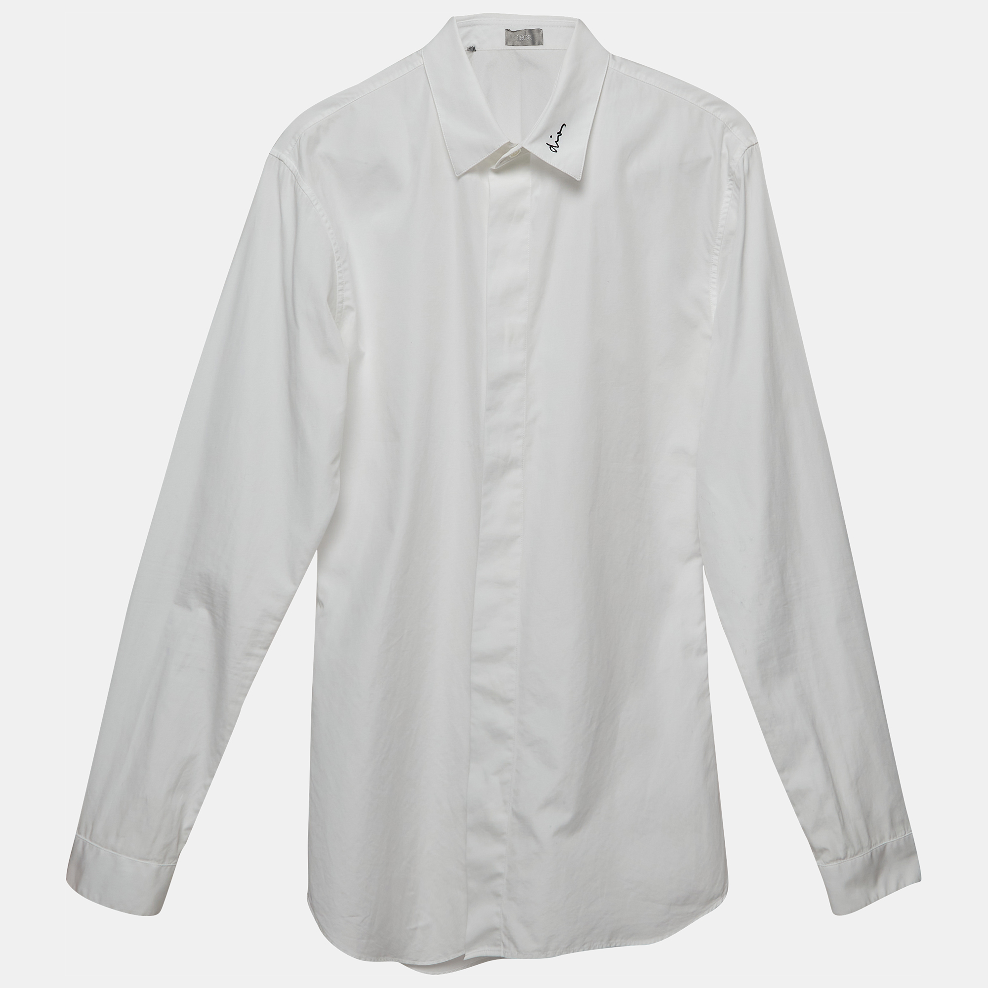 Pre-owned Dior White Poplin Long Sleeve Shirt S