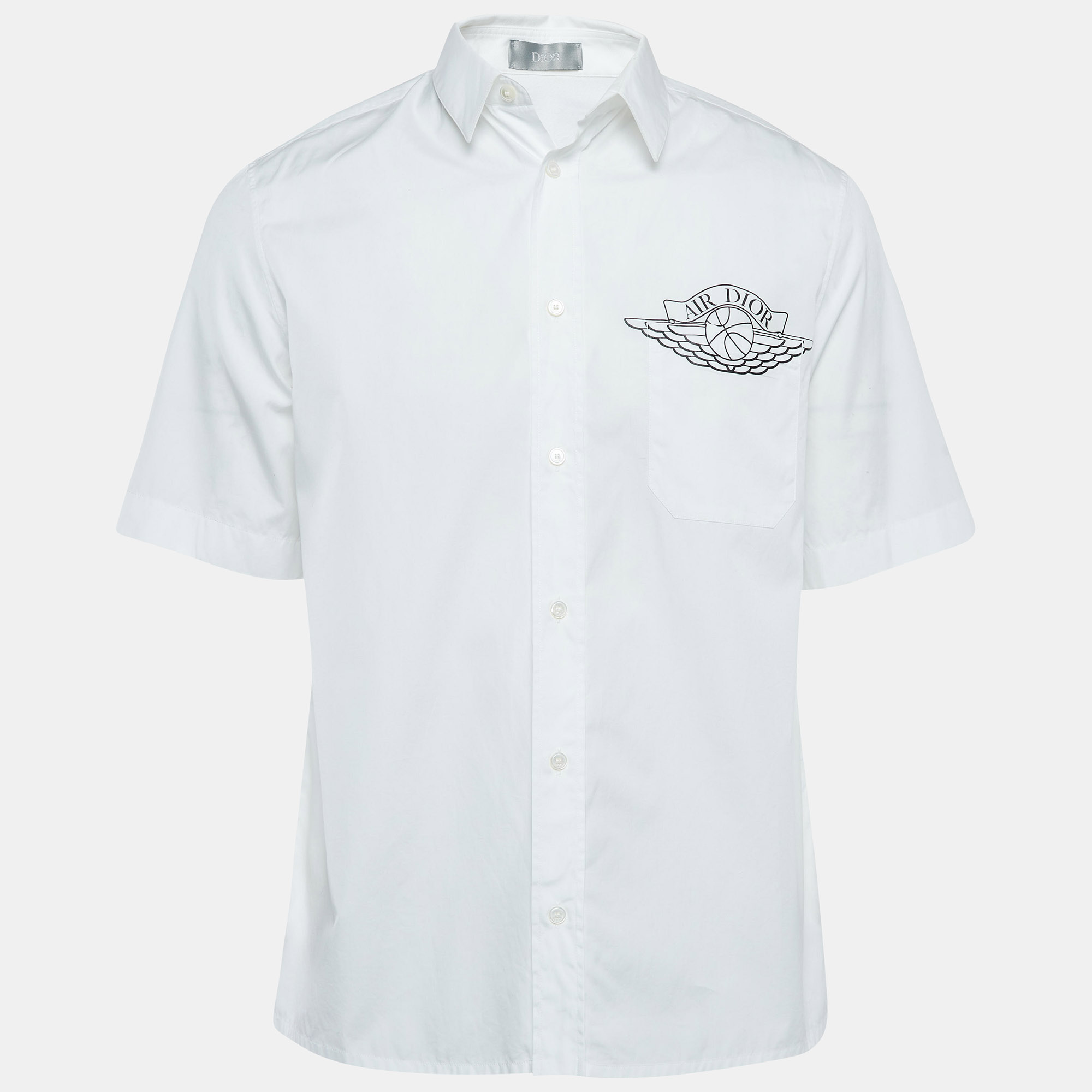 

Dior Homme X Air Jordan White Logo Print Cotton Shirt M