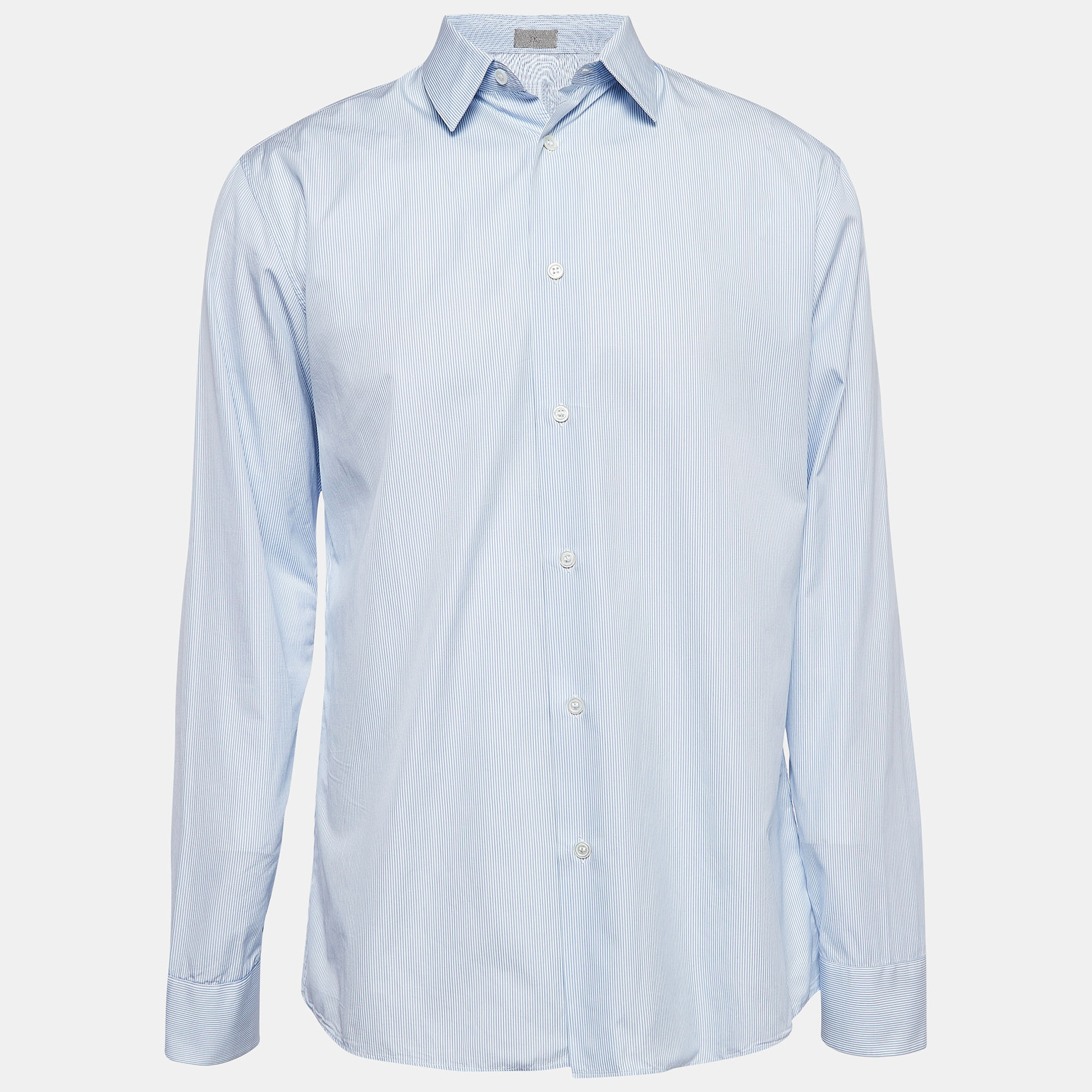 

Dior Homme Blue Pinstripe Cotton Buttoned Up Shirt L