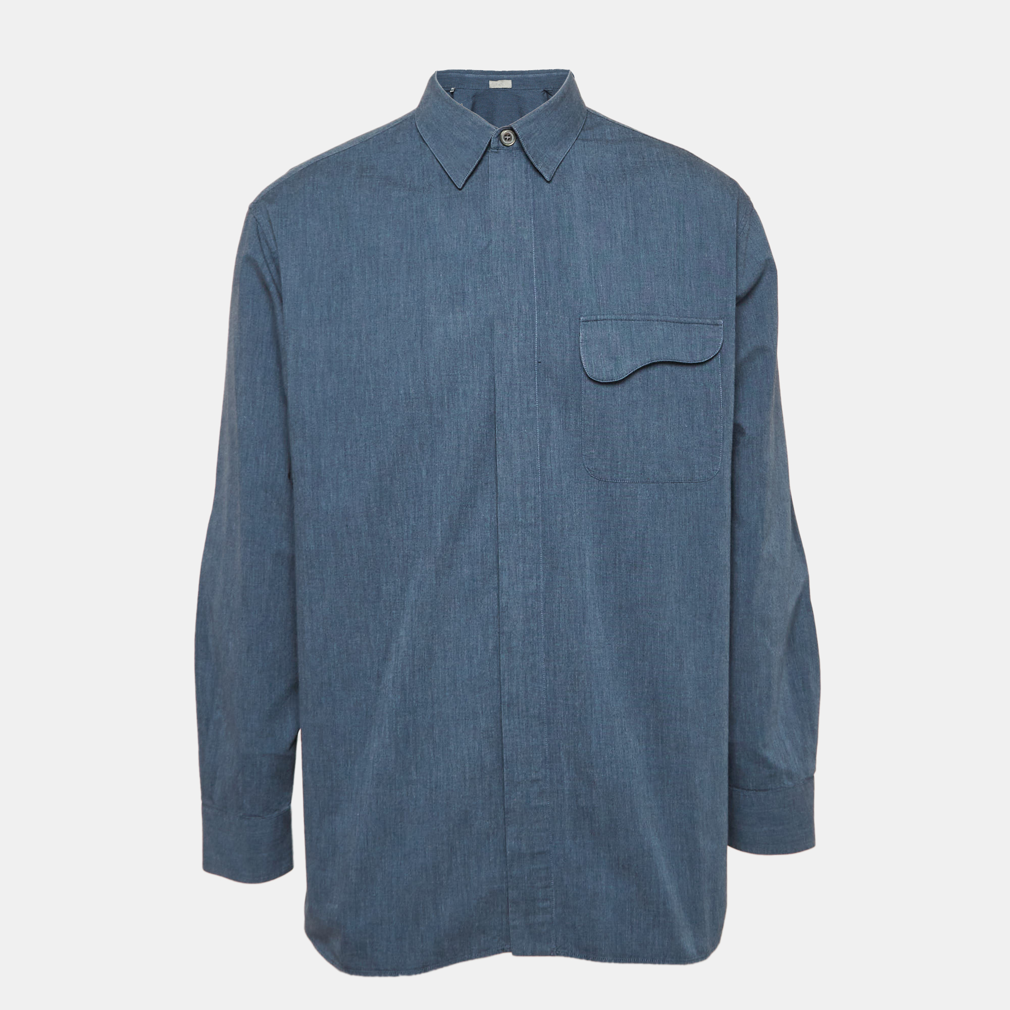 

Dior Homme Blue Cotton Zip-Up Shirt XL