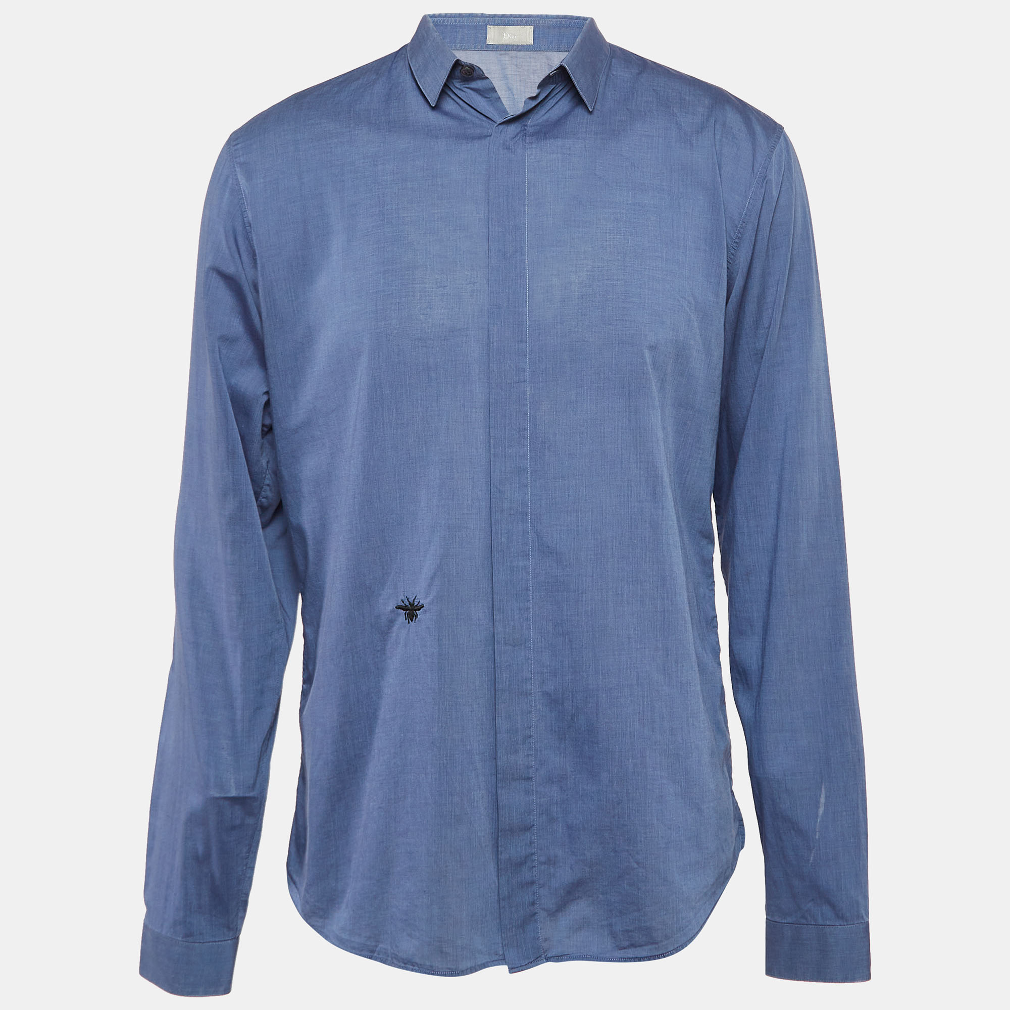 

Dior Homme Blue Cotton Button Front Shirt L