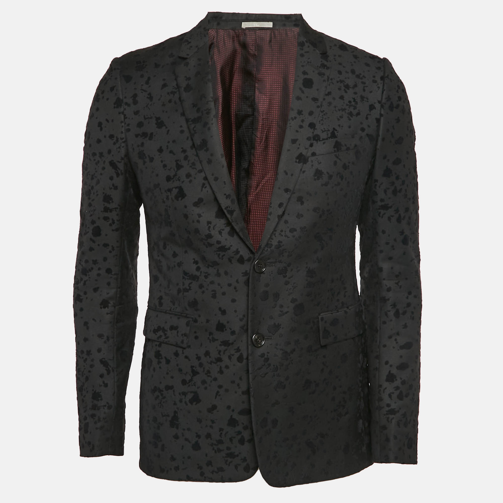 

Dior Homme Black Wool Flock Detail Single Breasted Blazer S