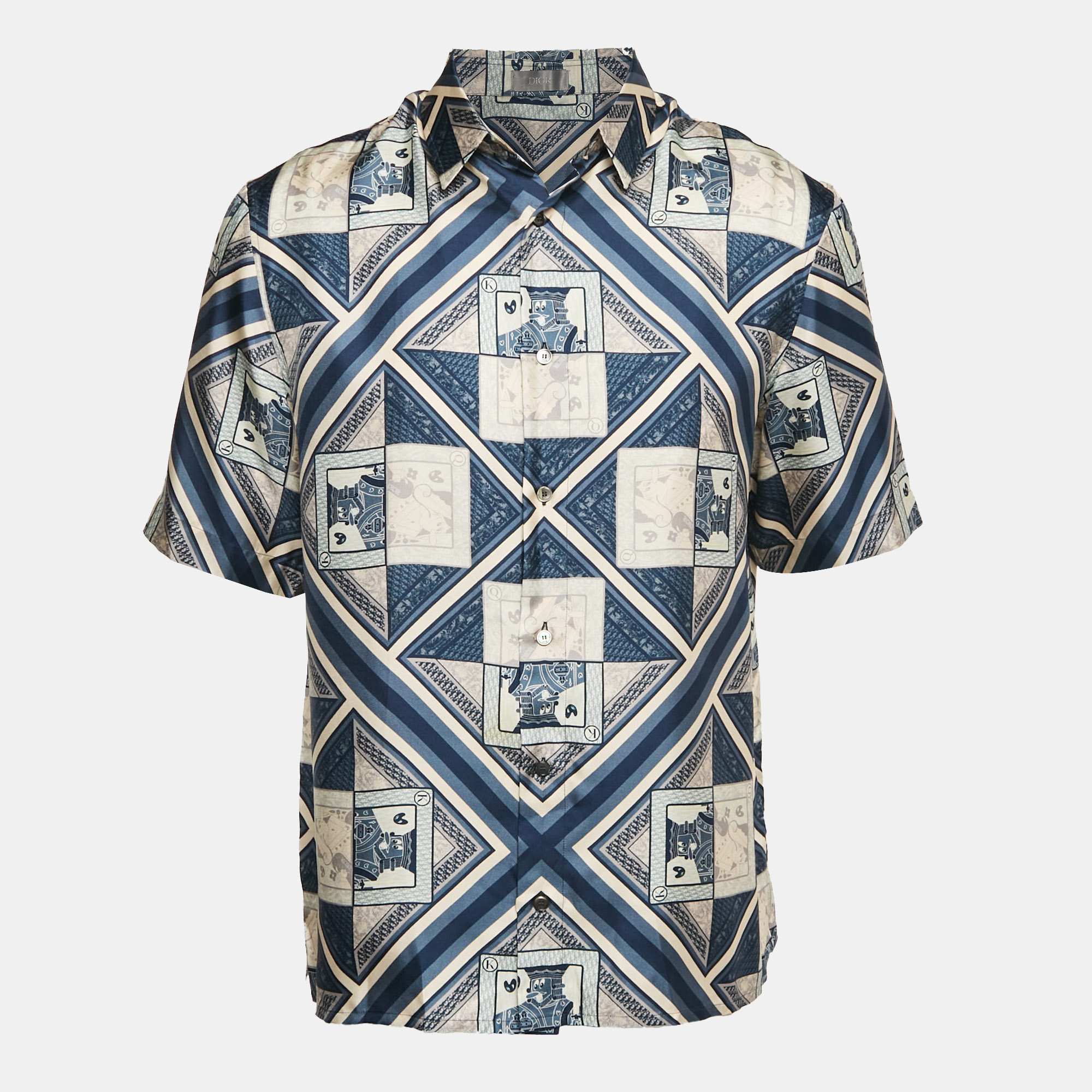 

Dior Homme Blue Printed Silk Short Sleeve Shirt M