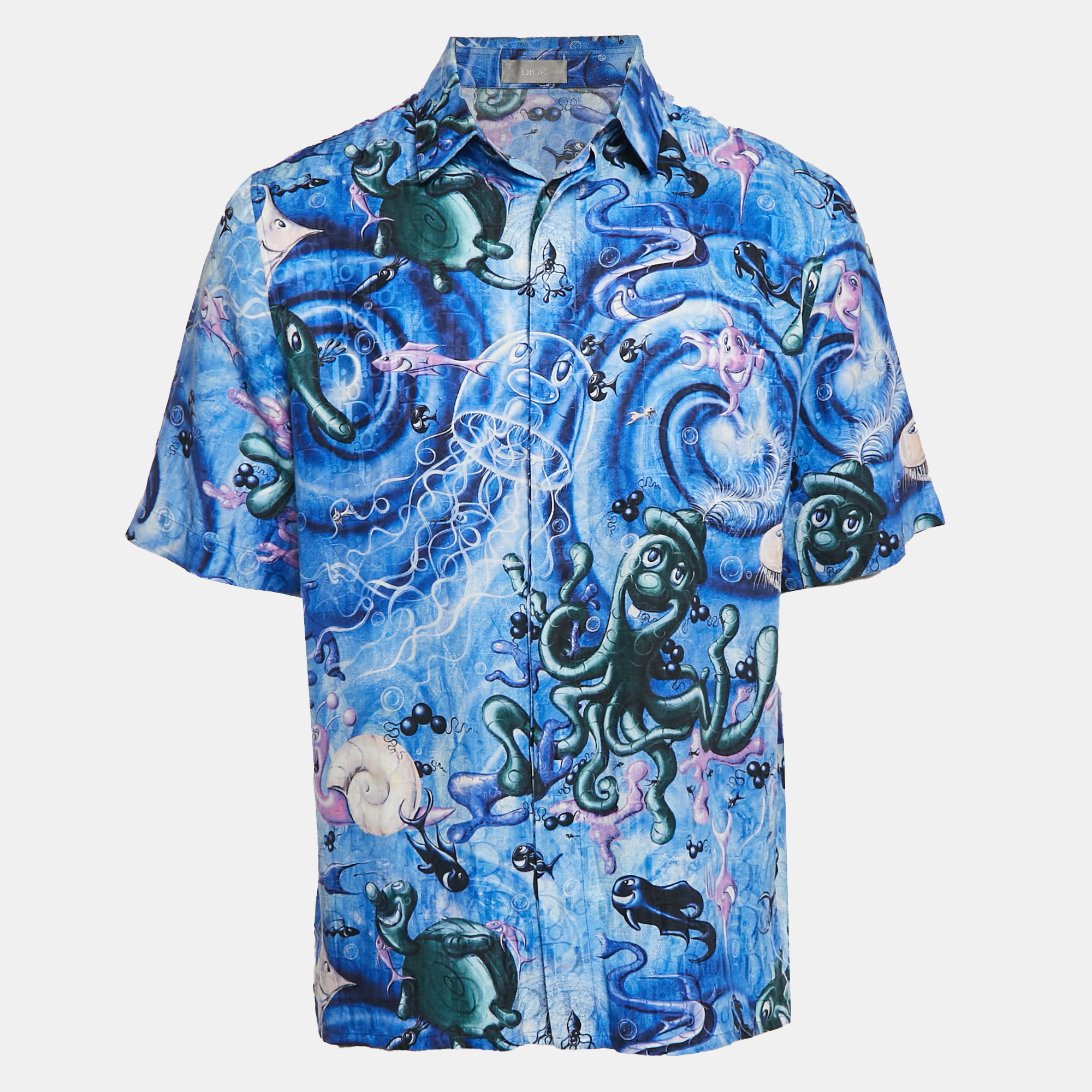 

Dior Homme x Kenny Scharf Blue Swirl Sealife Satin Shirt M