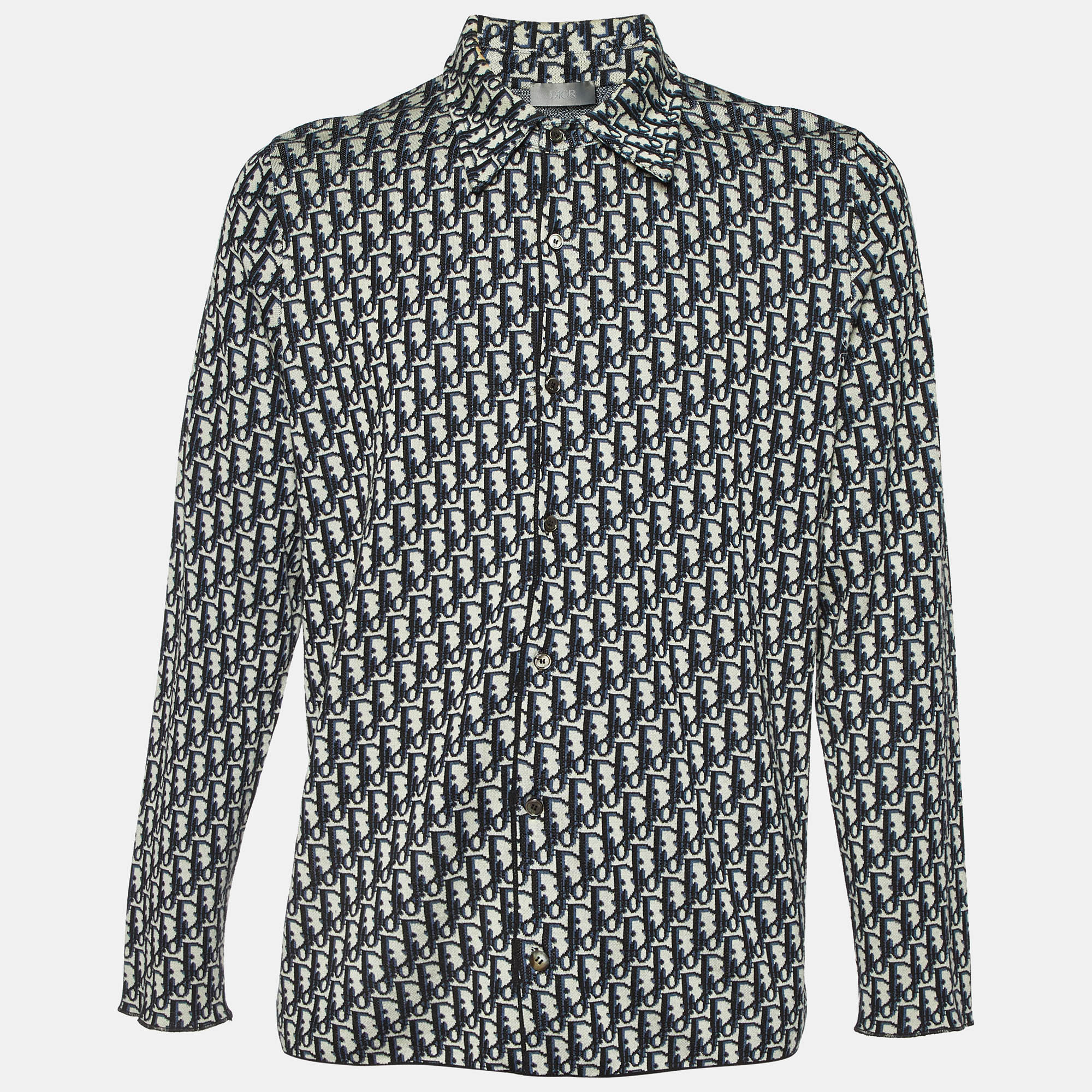 

Dior Homme Blue Oblique Jacquard Knit Overshirt L