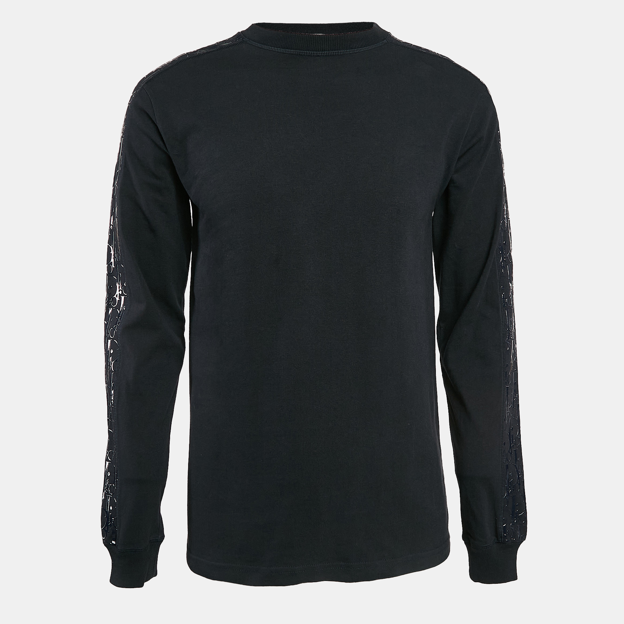 

Dior Homme Blue Oblique Print Sleeve Cotton Knit Sweatshirt XS