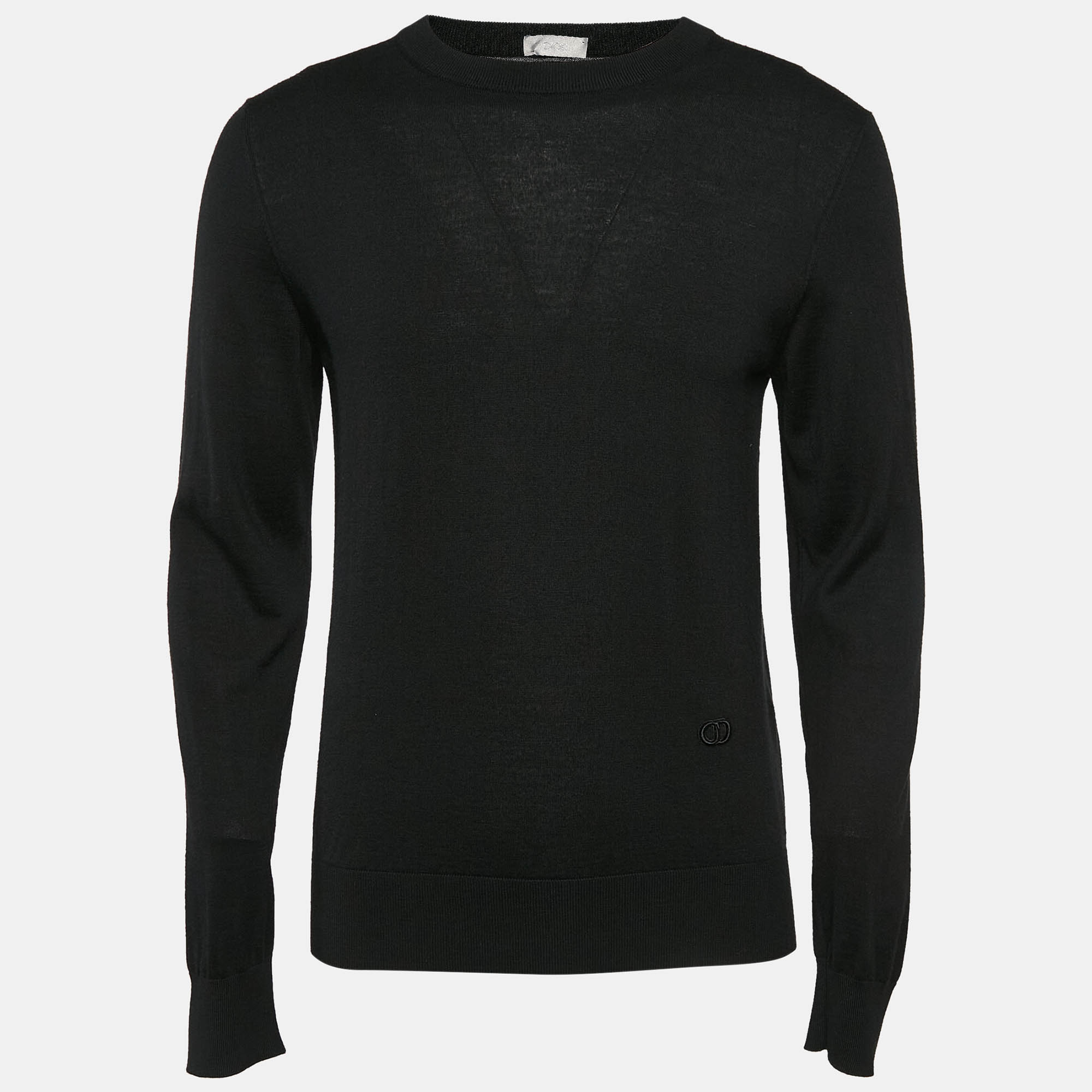 

Dior Homme Black Logo Embossed Cashmere Jumper M