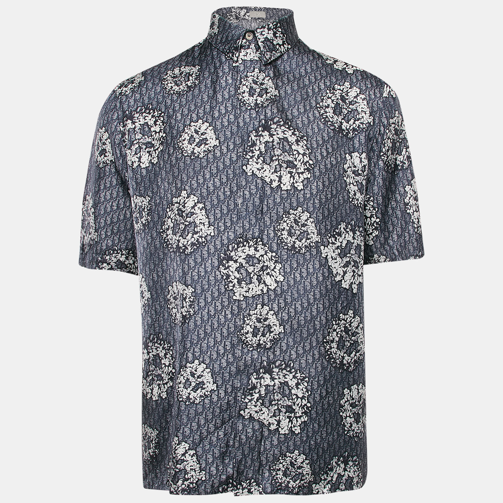 

Dior Homme Blue Printed Silk Half Sleeve Shirt M