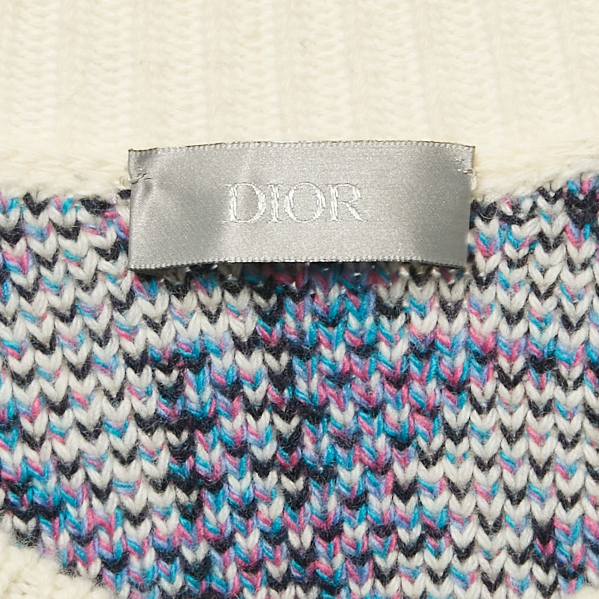 Dior Homme Purple/Multicolor Oblique Jacquard Wool Knit Jumper L 
