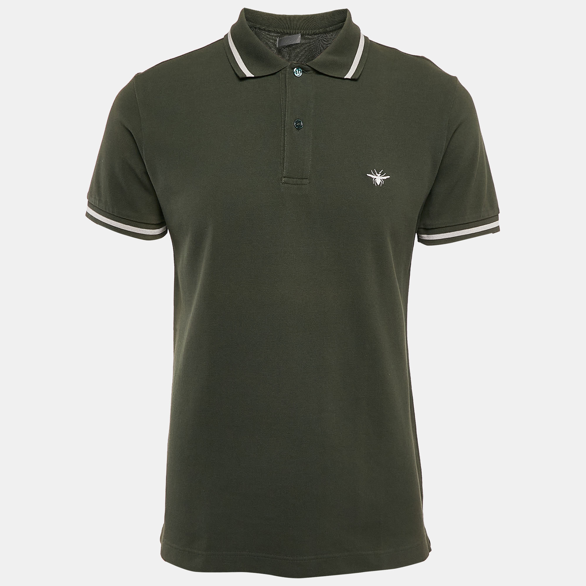 

Dior Homme Green Bee Embroidered Cotton Polo T-Shirt L