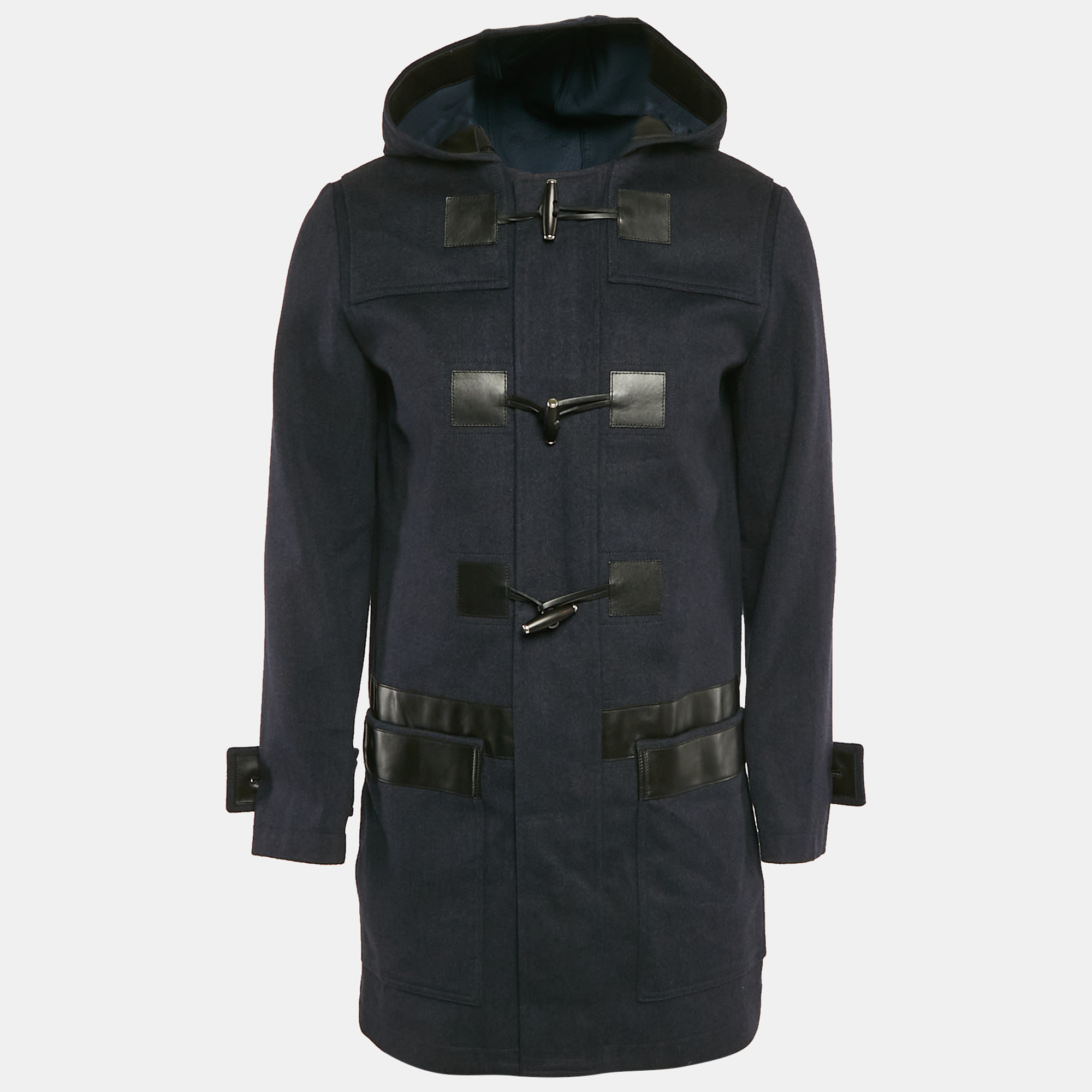 

Dior Homme Navy Blue Wool Hooded Zip-Up Overcoat XS