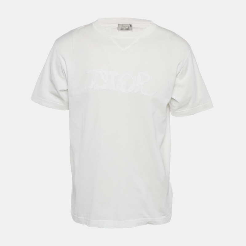 

Dior Homme White Logo Embroidered Jersey Crewneck T-Shirt M