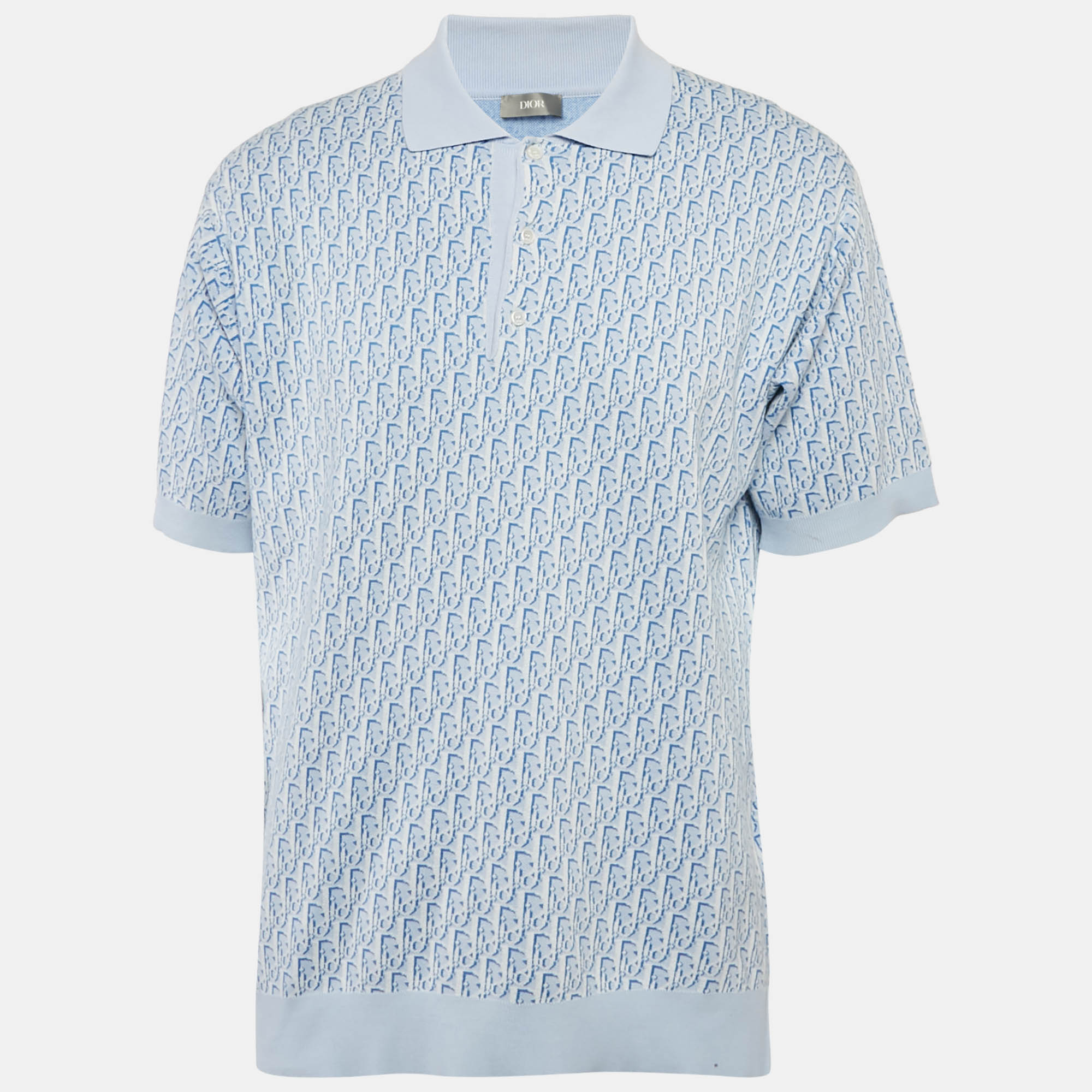 

Dior Homme Blue Oblique Pique Cotton Polo T-Shirt M