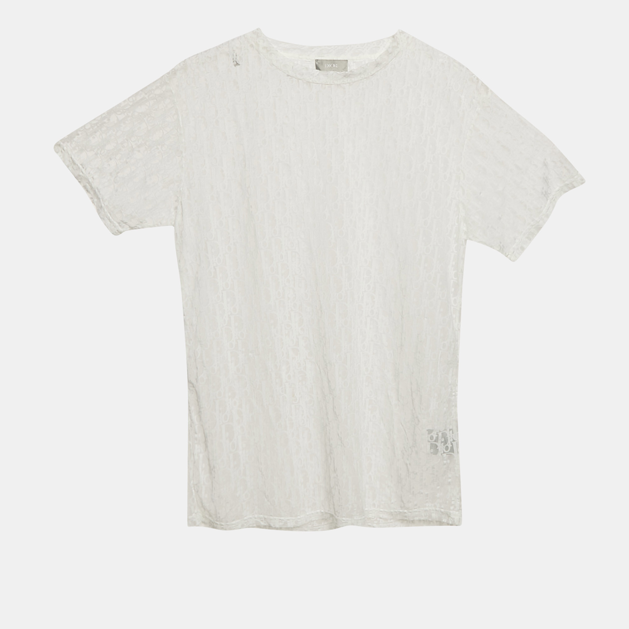 

Dior Homme White Oblique Mesh Sheer T-Shirt XS