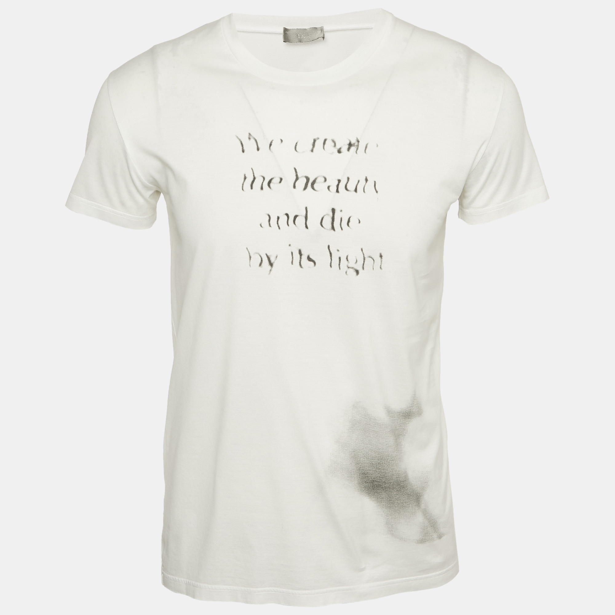 

Dior Homme White Printed Jersey Crewneck T-Shirt S