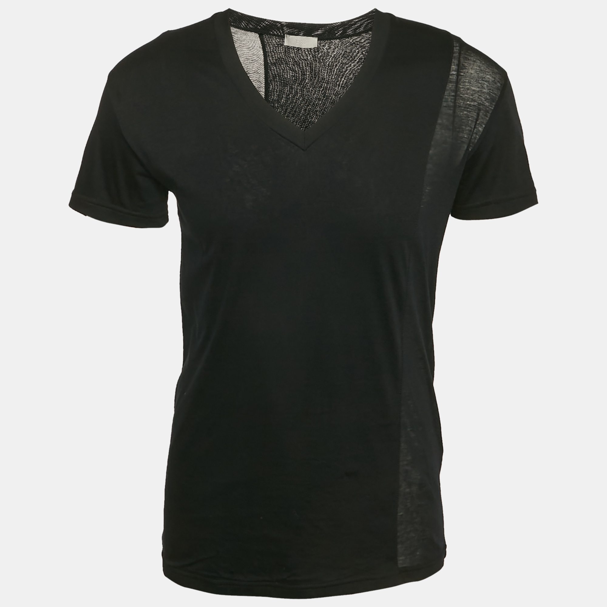 

Dior Homme Black Sheer Panelled Jersey V-Neck T-Shirt S