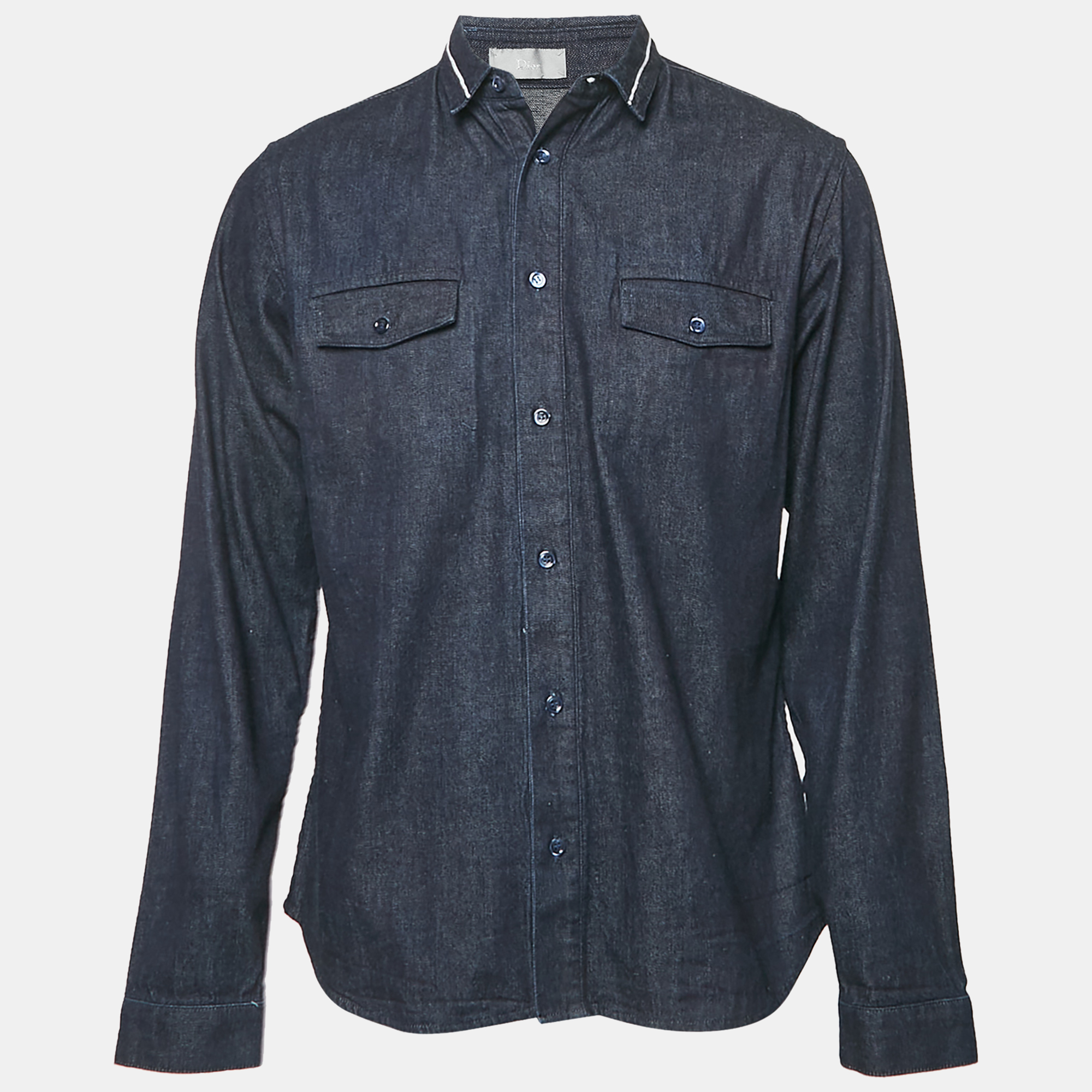 

Dior Homme Navy Blue Denim Long Sleeve Shirt L