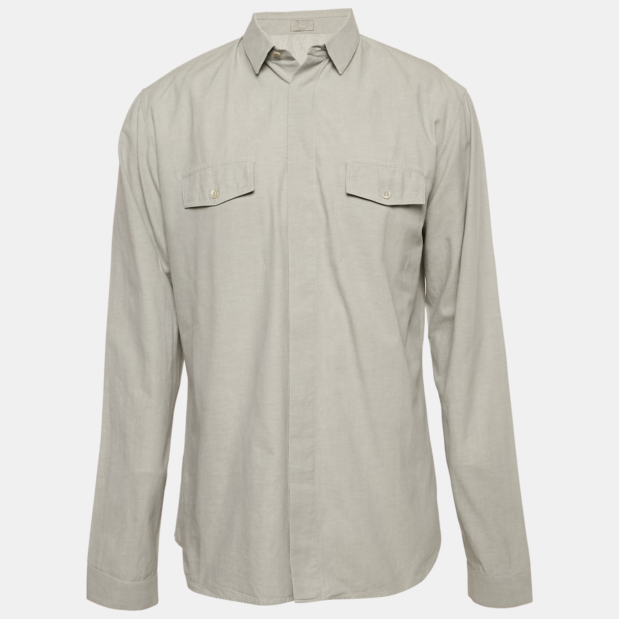 

Dior Homme Grey Cotton Long Sleeve Shirt L